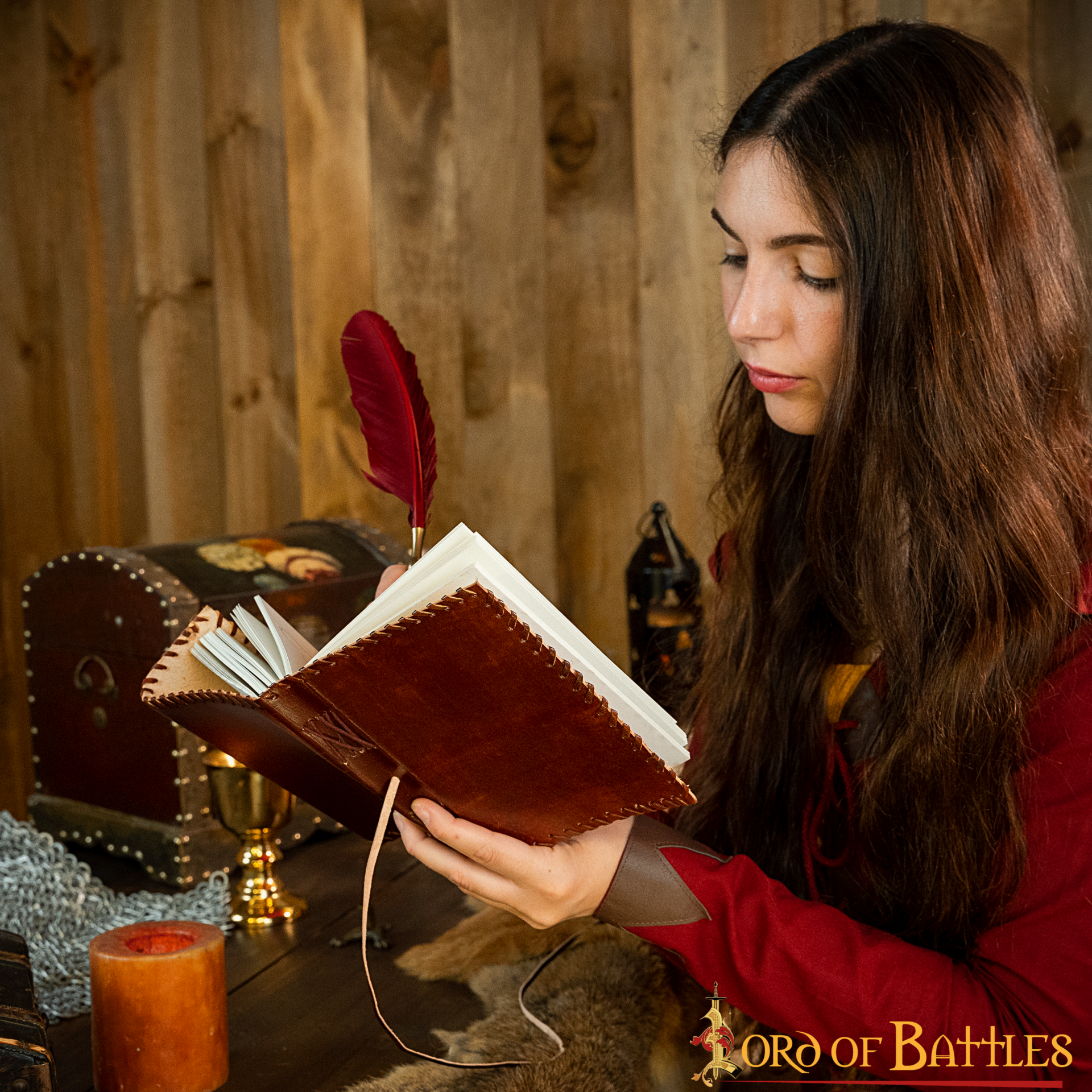 Imagen única de: Diario Medieval con Bordes Cosidos Diario de Cuero Vintage