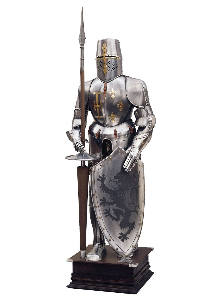 Armadura De Caballero Decorada Con Lanza Y Escudo, Marto, Armadura De Torneo - Tienda Medieval.
