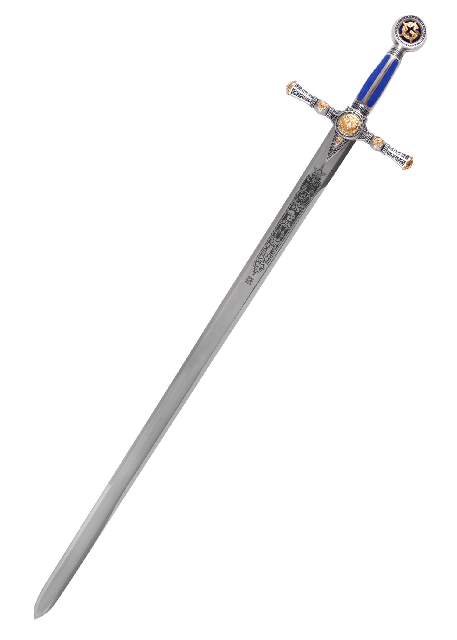 Imagen única de: Espada Masónica, Plateada Con Grabado Decorativo.