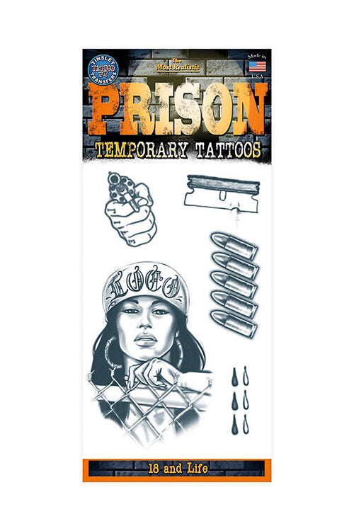 Imagen única de: Kit De Tatuaje Temporal 18 Y Life Prison