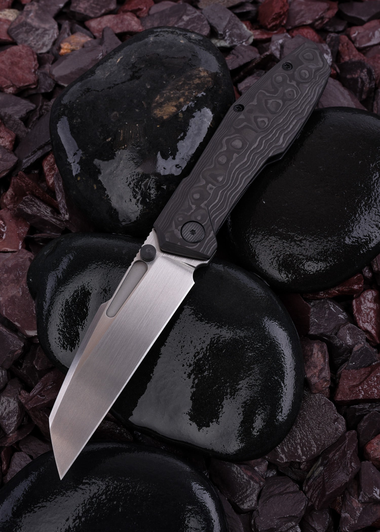 Imagen única de: Null Knives, Raikou, Negro - Camo Cf, Navaja De Bolsillo