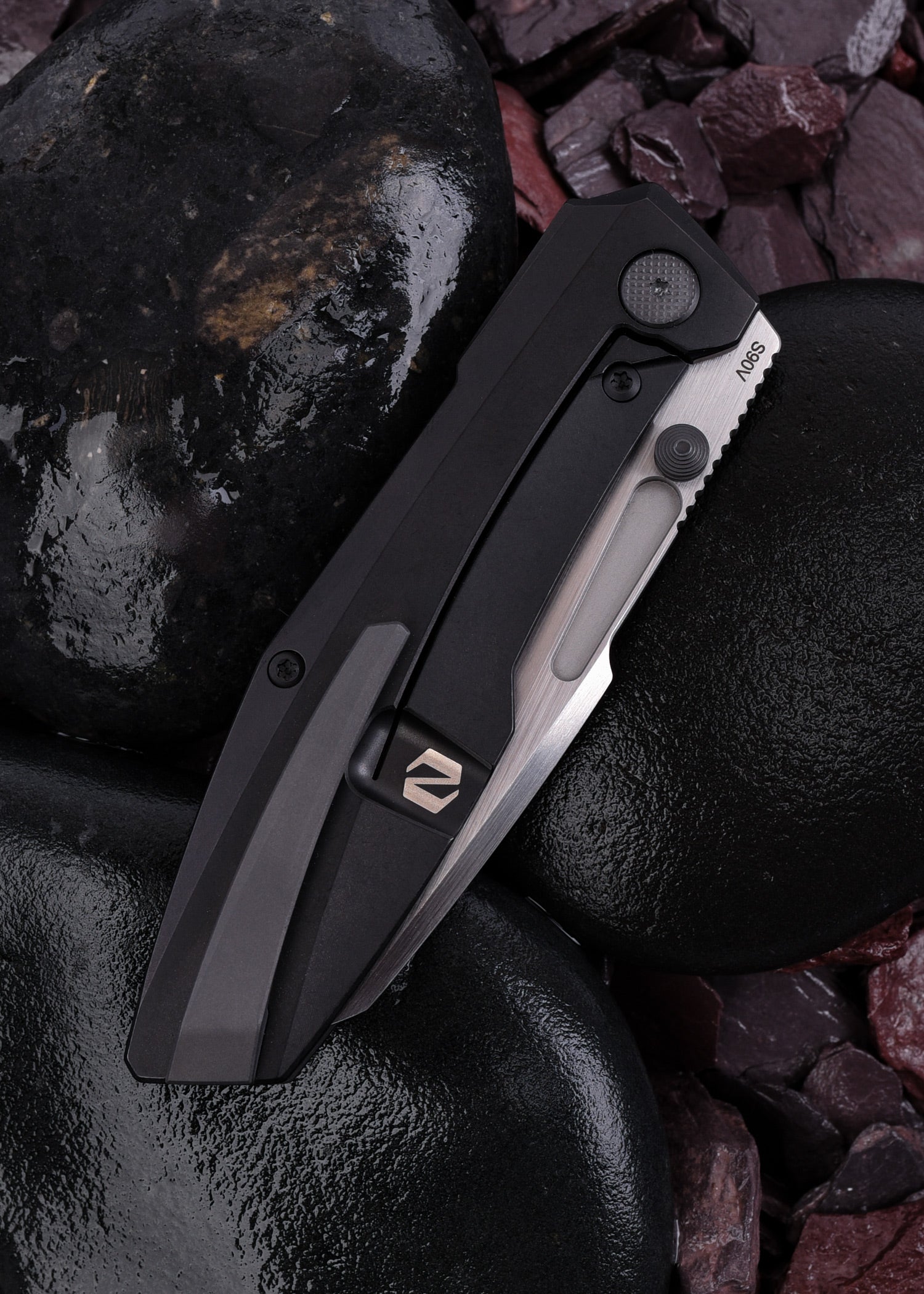 Imagen única de: Null Knives, Raikou, Negro - Camo Cf, Navaja De Bolsillo