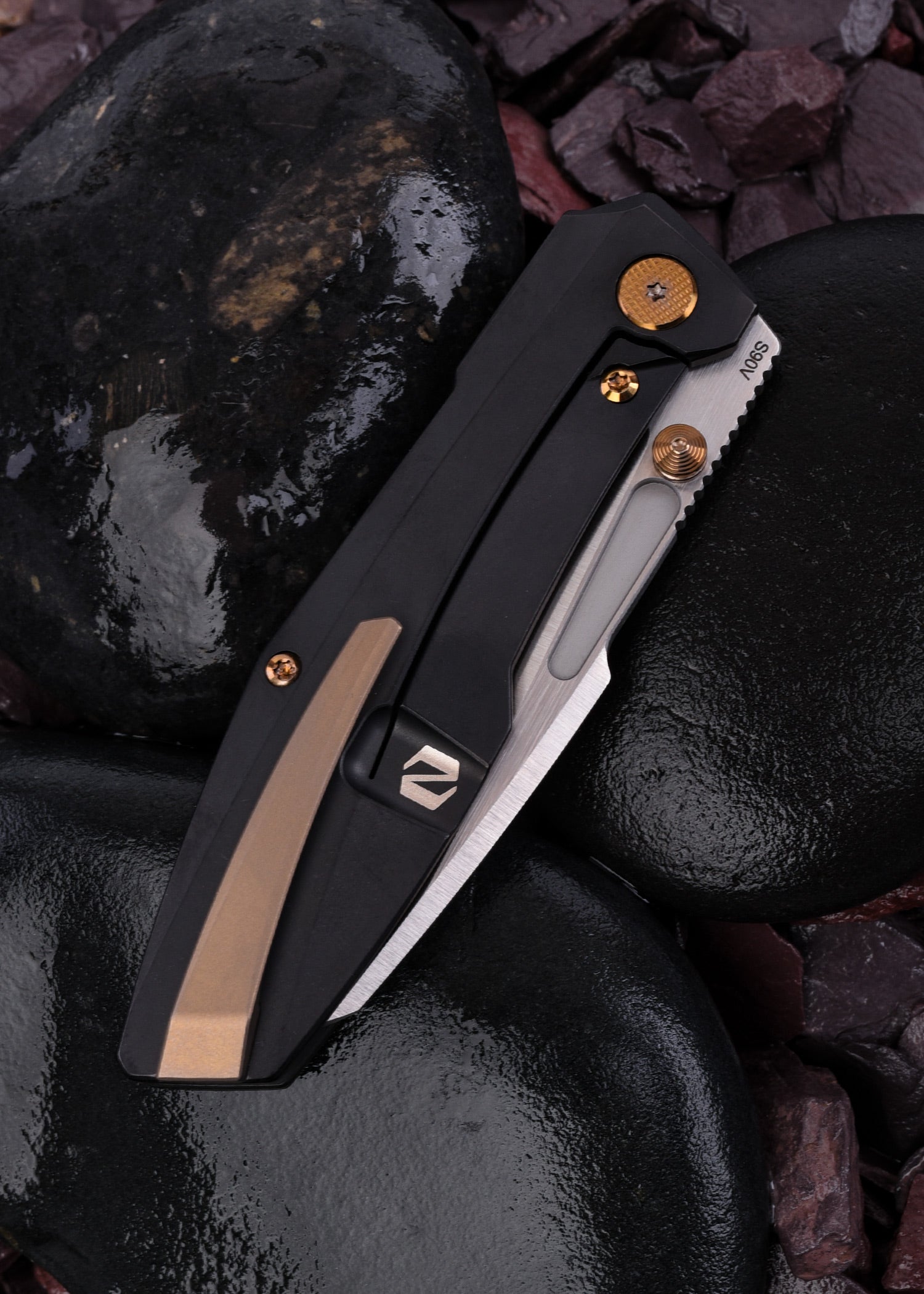 Imagen única de: Null Knives Raikou, Negro - Oro, Navaja De Bolsillo