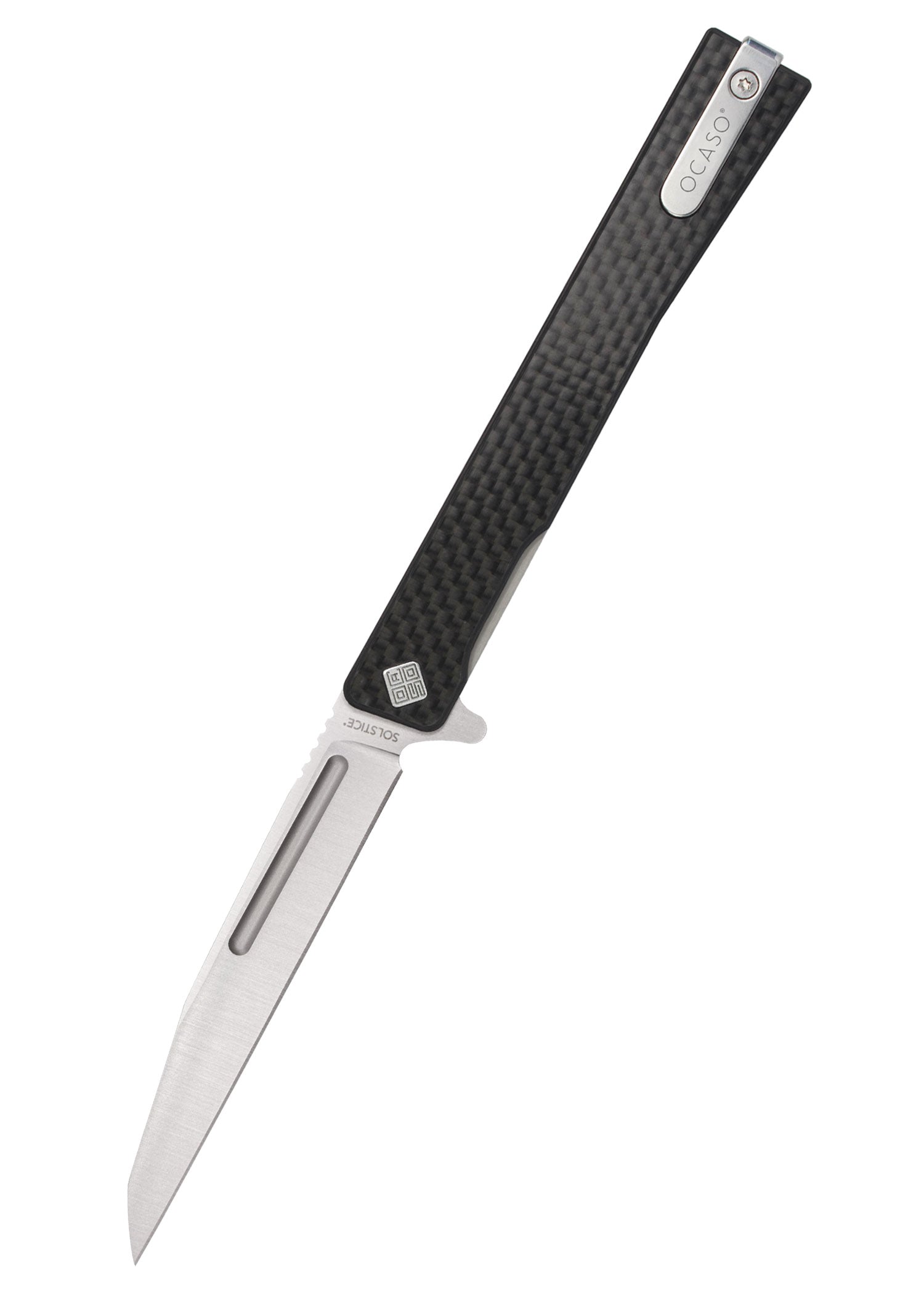 Imagen única de: Navaja Solstice, Wharncliffe, Carbono, Acabado Satinado, Ocaso Knives