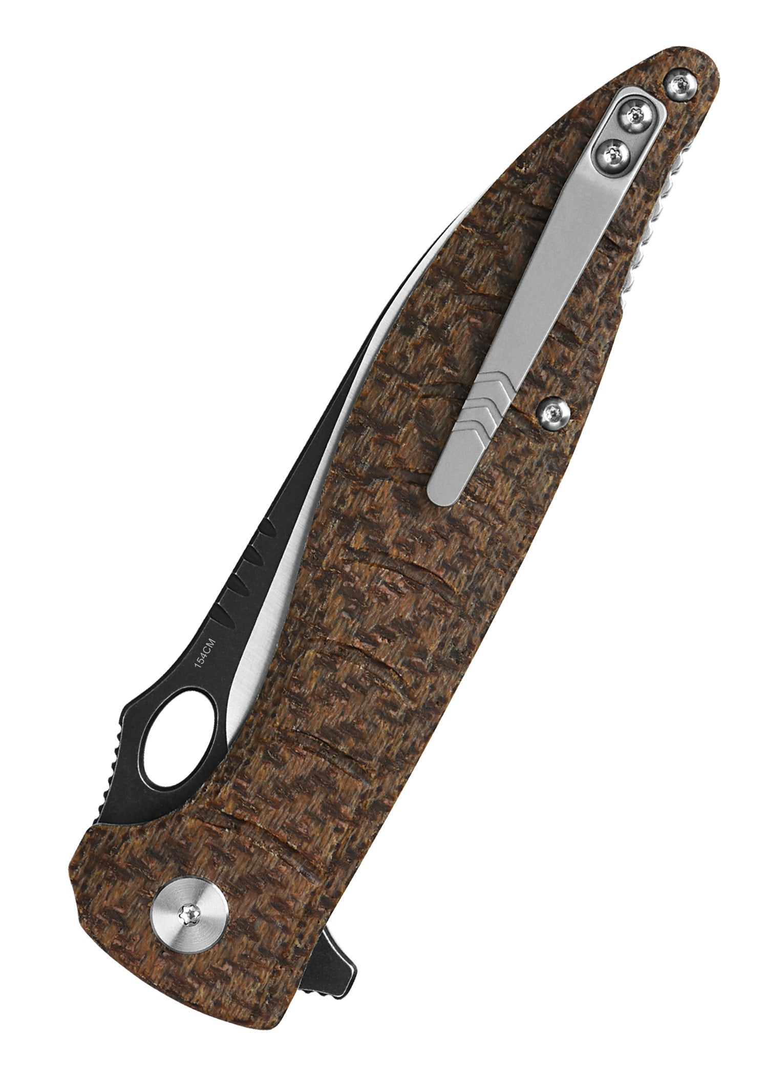 Imagen única de: Navaja Locust, Hoja Satinada Negra, Mango De Micarta Marrón