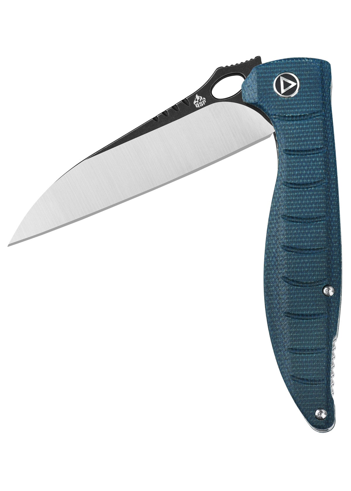 Imagen única de: Navaja Locust, Hoja Satinada Negra, Mango De Micarta Azul