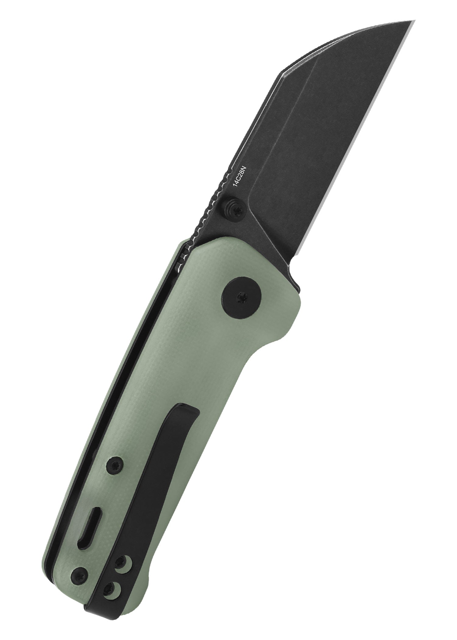 Imagen única de: Navaja Penguin Mini, Hoja Lavada A La Piedra Negra, Mango Jade G10