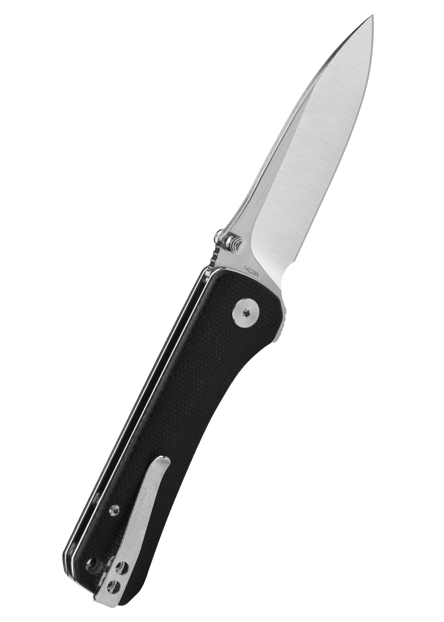 Imagen única de: Navaja Hawk, Hoja Satinada 14C28n, Mango Micarta Negra