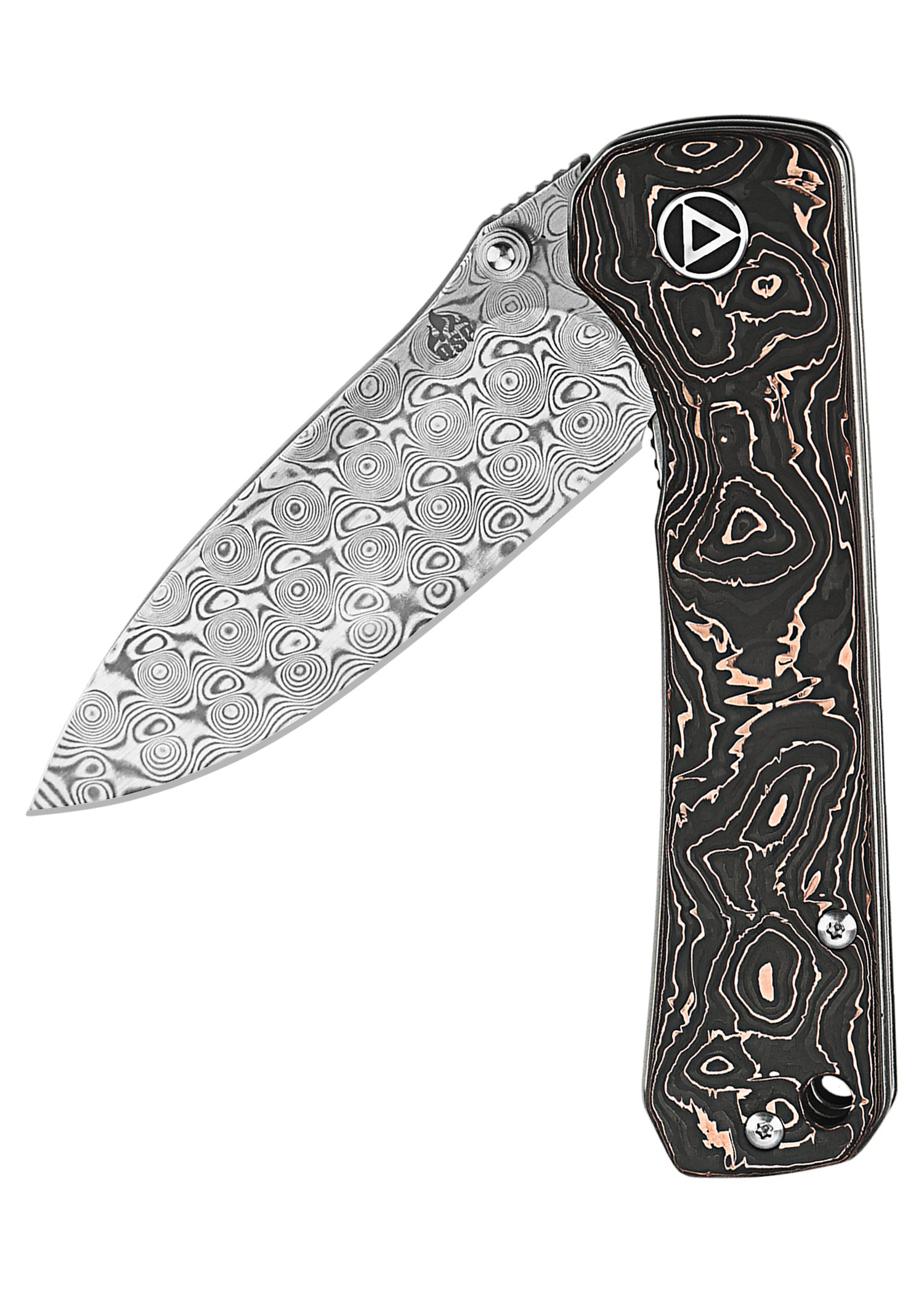 Imagen única de: Navaja De Bolsillo Hawk, Hoja De Damasco, Mango De Lámina De Cobre Cf