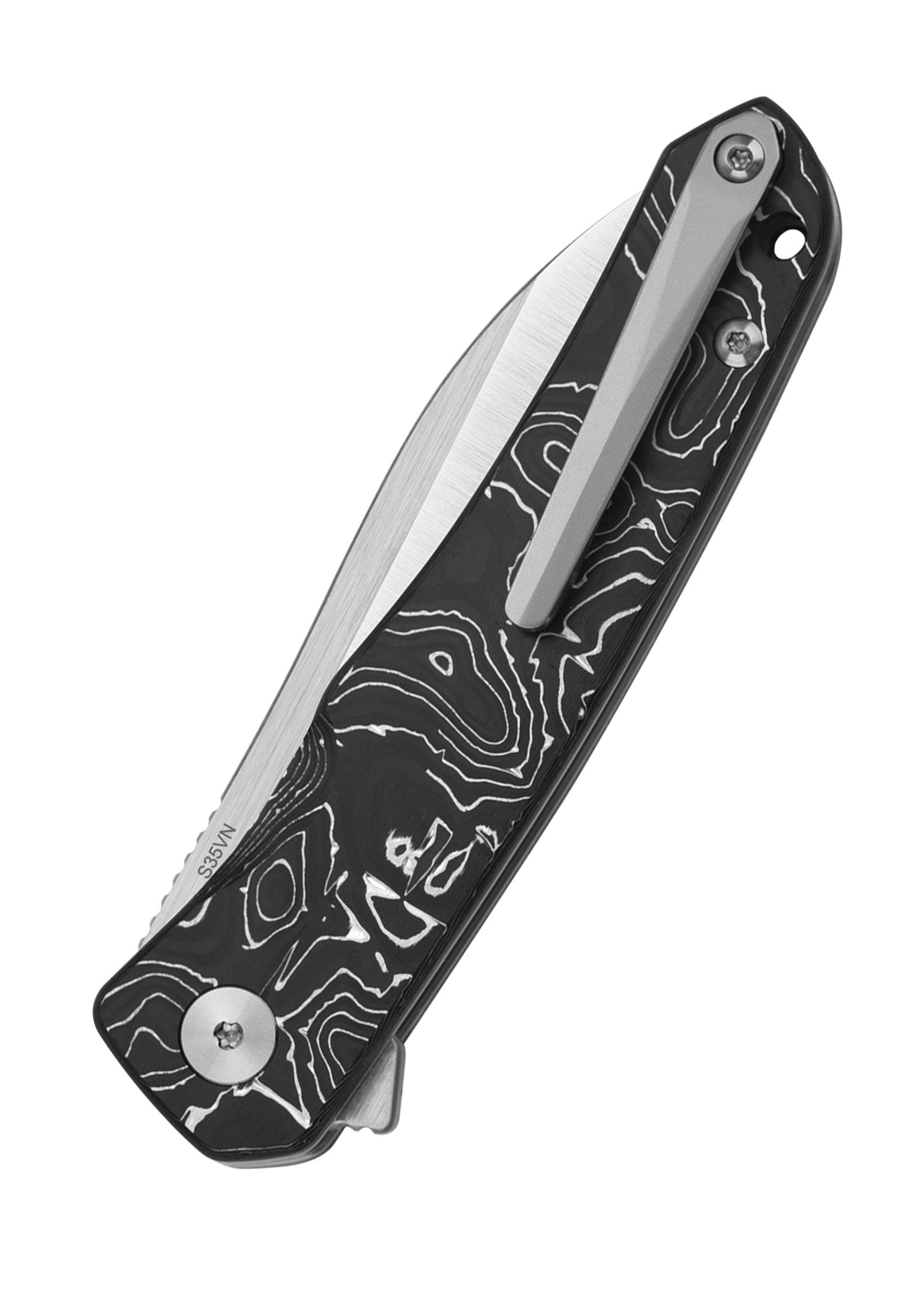 Imagen única de: Navaja Otter, Hoja Satinada S35vn, Mango Cf De Lámina De Aluminio