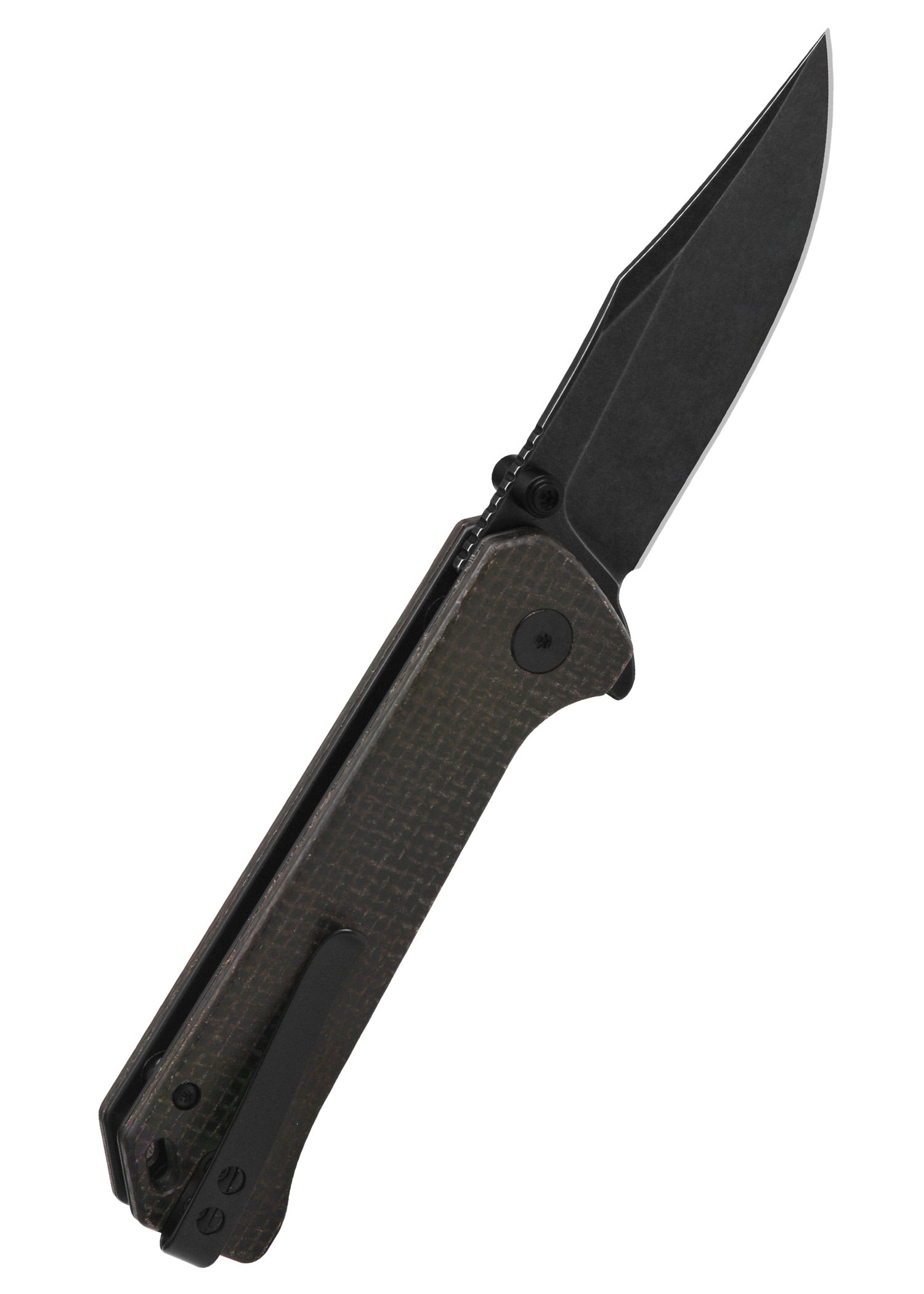 Imagen única de: Navaja Qsp Grebe, Mango De Micarta Marrón, Lavado Negro