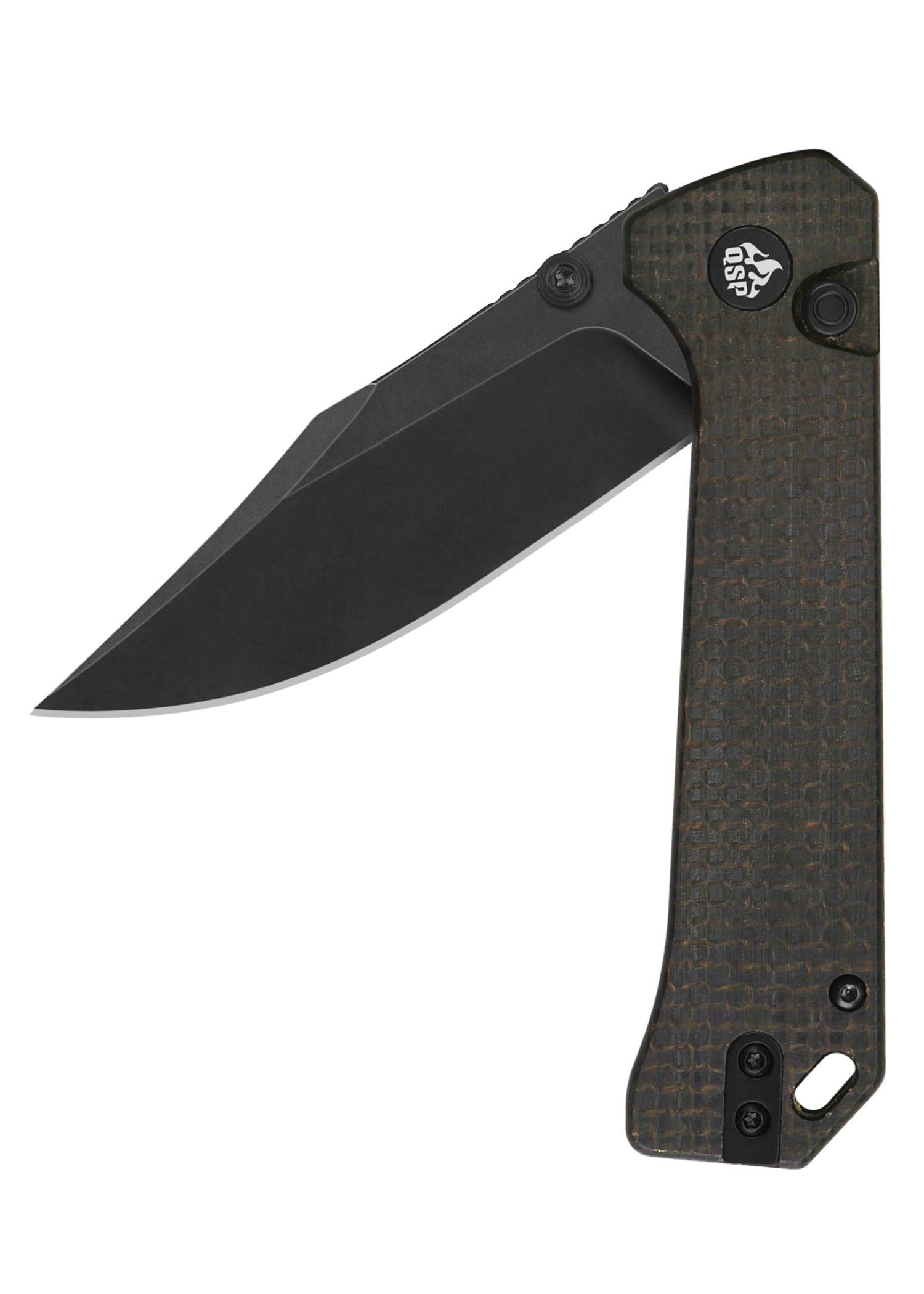 Imagen única de: Navaja Qsp Grebe, Mango De Micarta Marrón, Lavado Negro