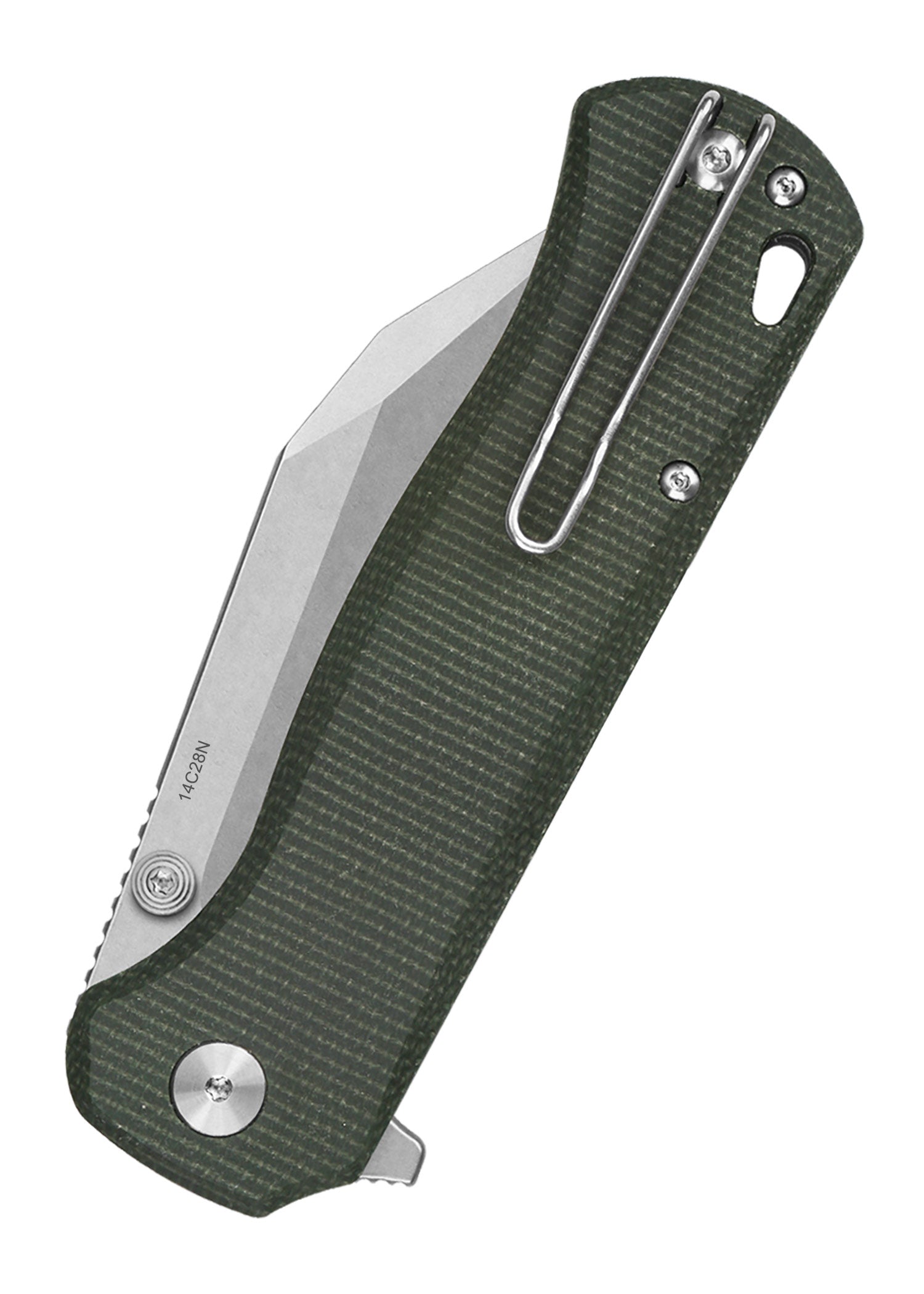 Imagen única de: Navaja Swordfish, Hoja Lavada A La Piedra, Mango De Micarta Verde