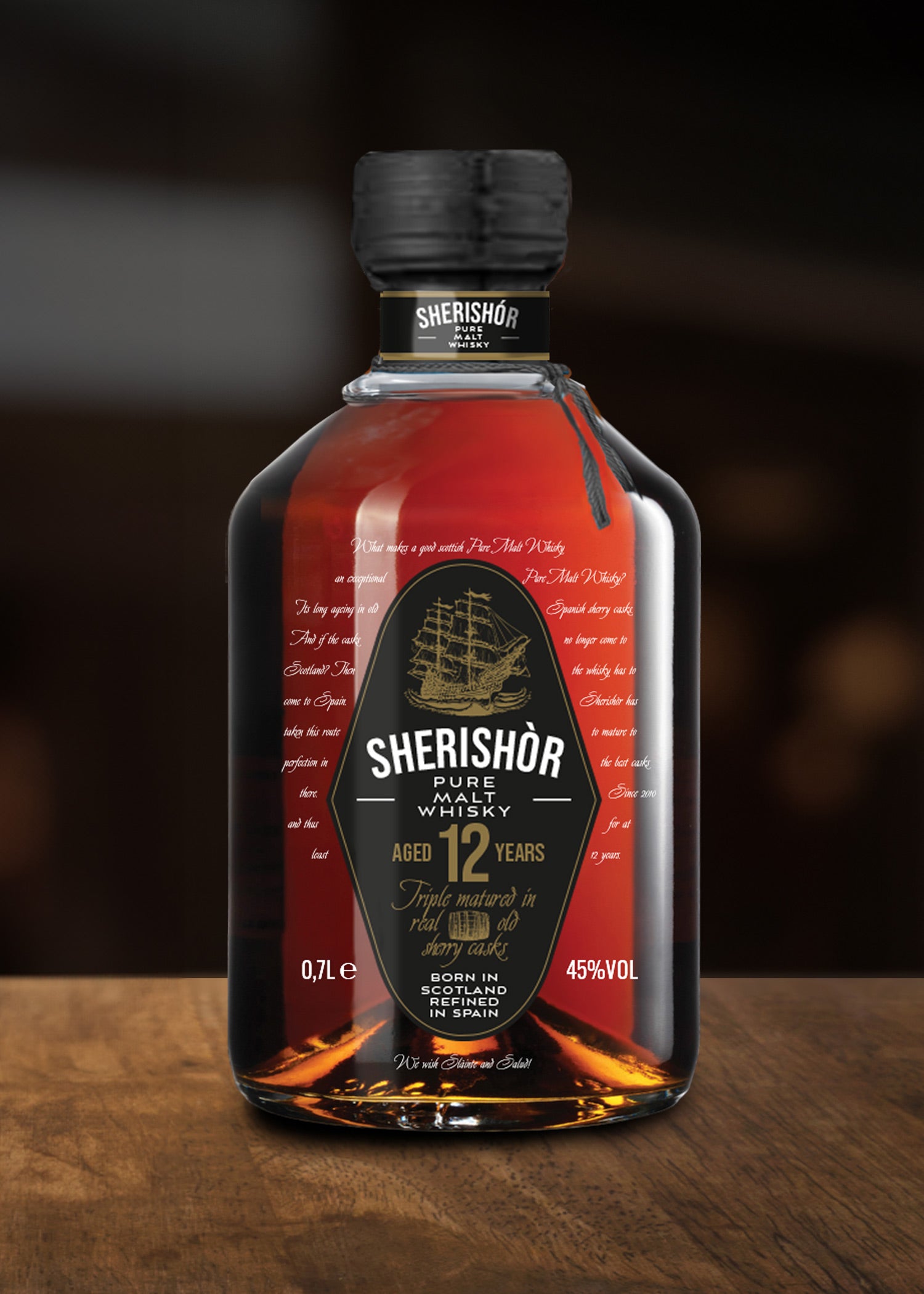 Imagen única de: Sherishòr Whisky Puro De Malta, Black Edition, 45% Vol., 0,7L