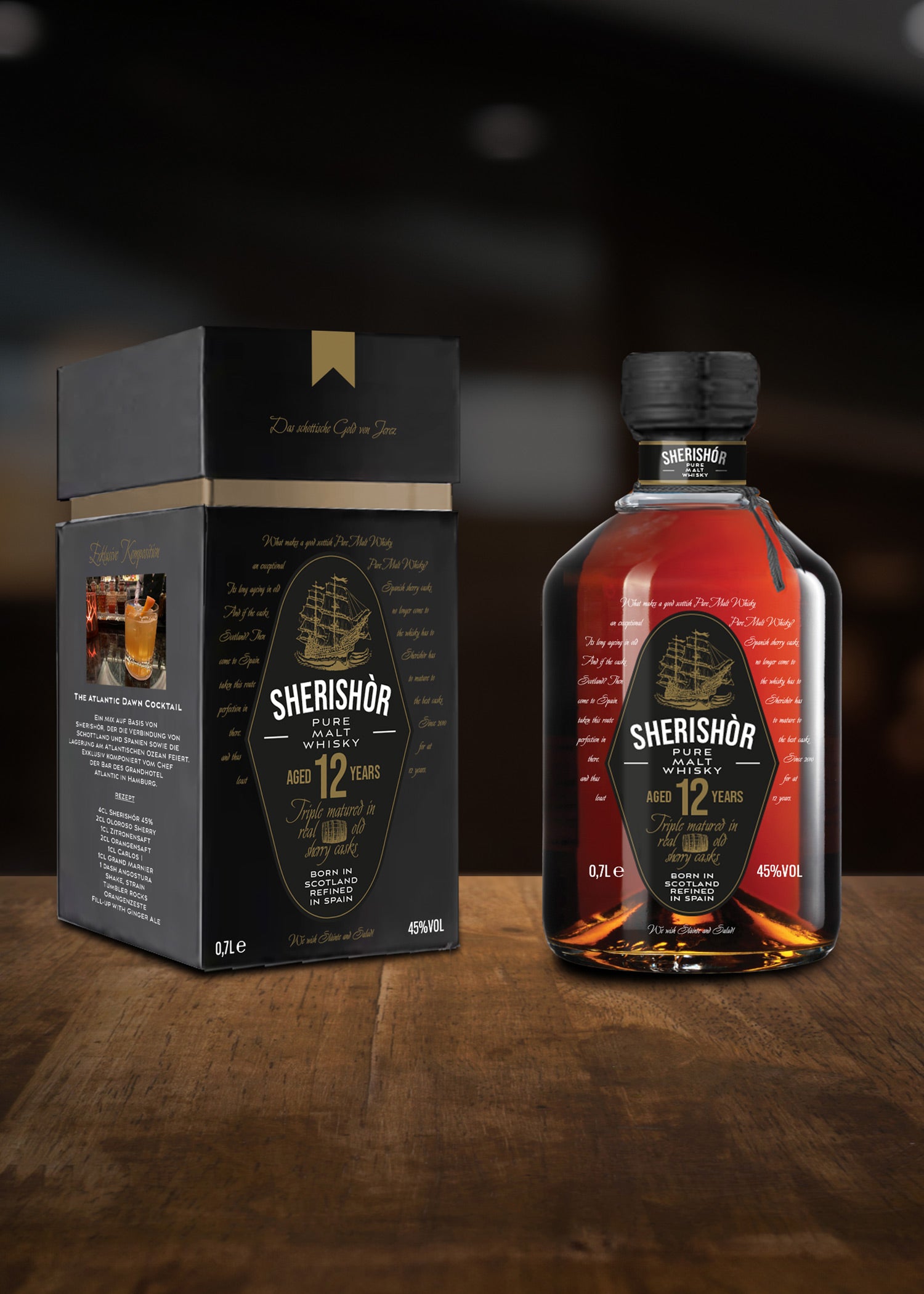 Imagen única de: Sherishòr Whisky Puro De Malta, Black Edition, 45% Vol., 0,7L