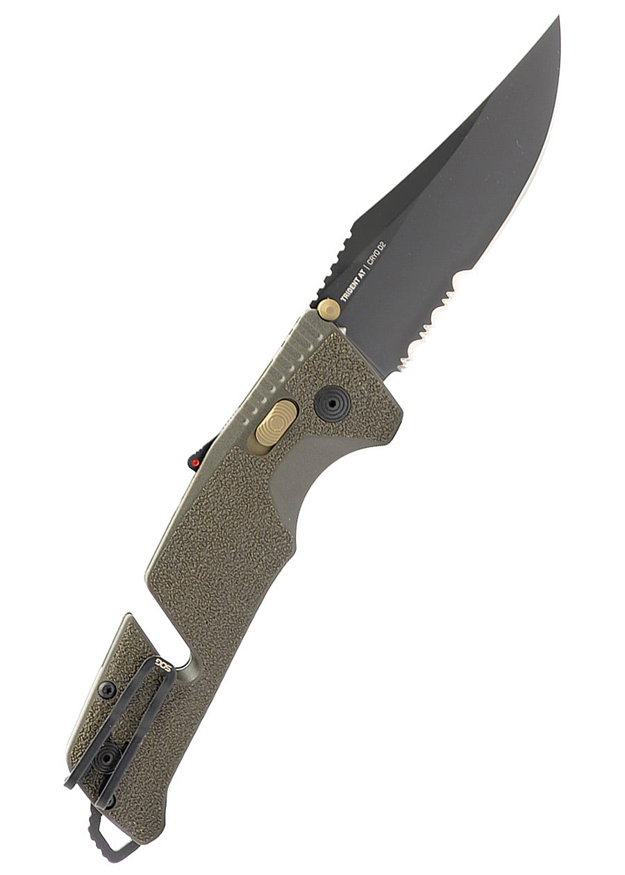 Imagen única de: Sog Trident At - Olive Drab Parcialmente Dentado, Navaja De Bolsillo