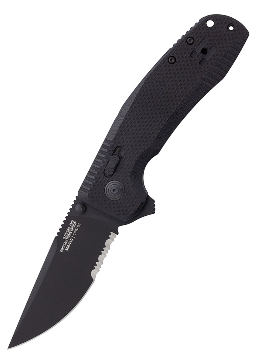 Imagen única de: Navaja De Bolsillo Sog-tac Xr Blackout, Parcialmente Dentada