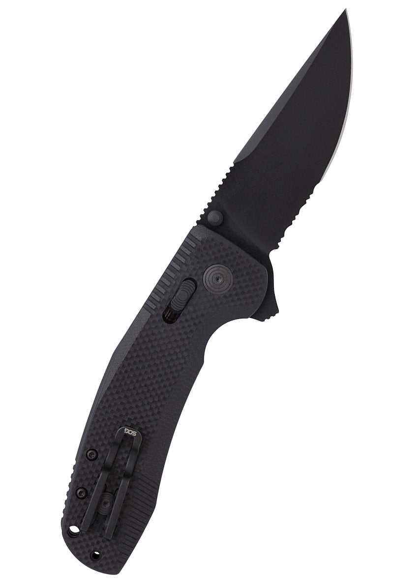 Imagen única de: Navaja De Bolsillo Sog-tac Xr Blackout, Parcialmente Dentada