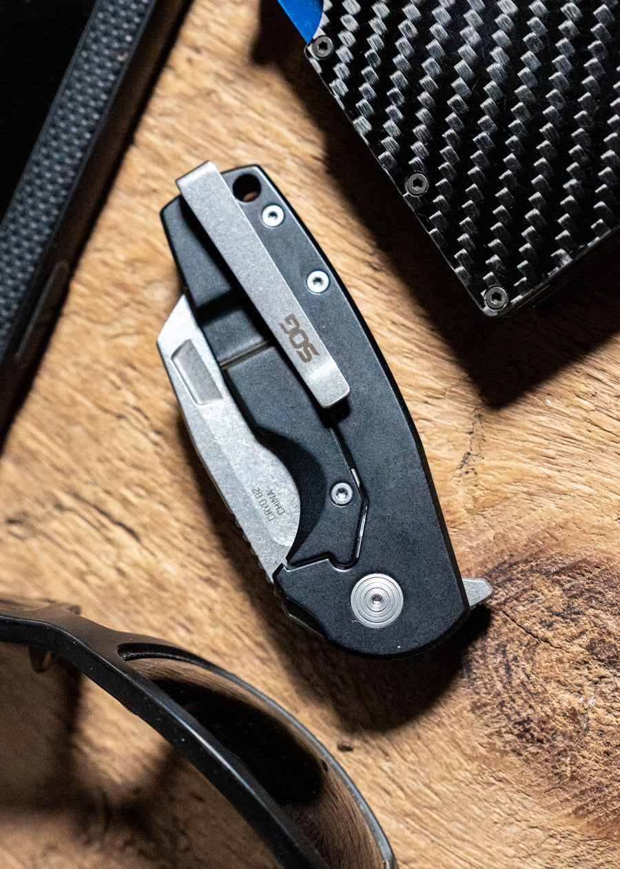 Imagen única de: Sog Stout Flk Cleaver Black, Stonewash, Navaja De Bolsillo