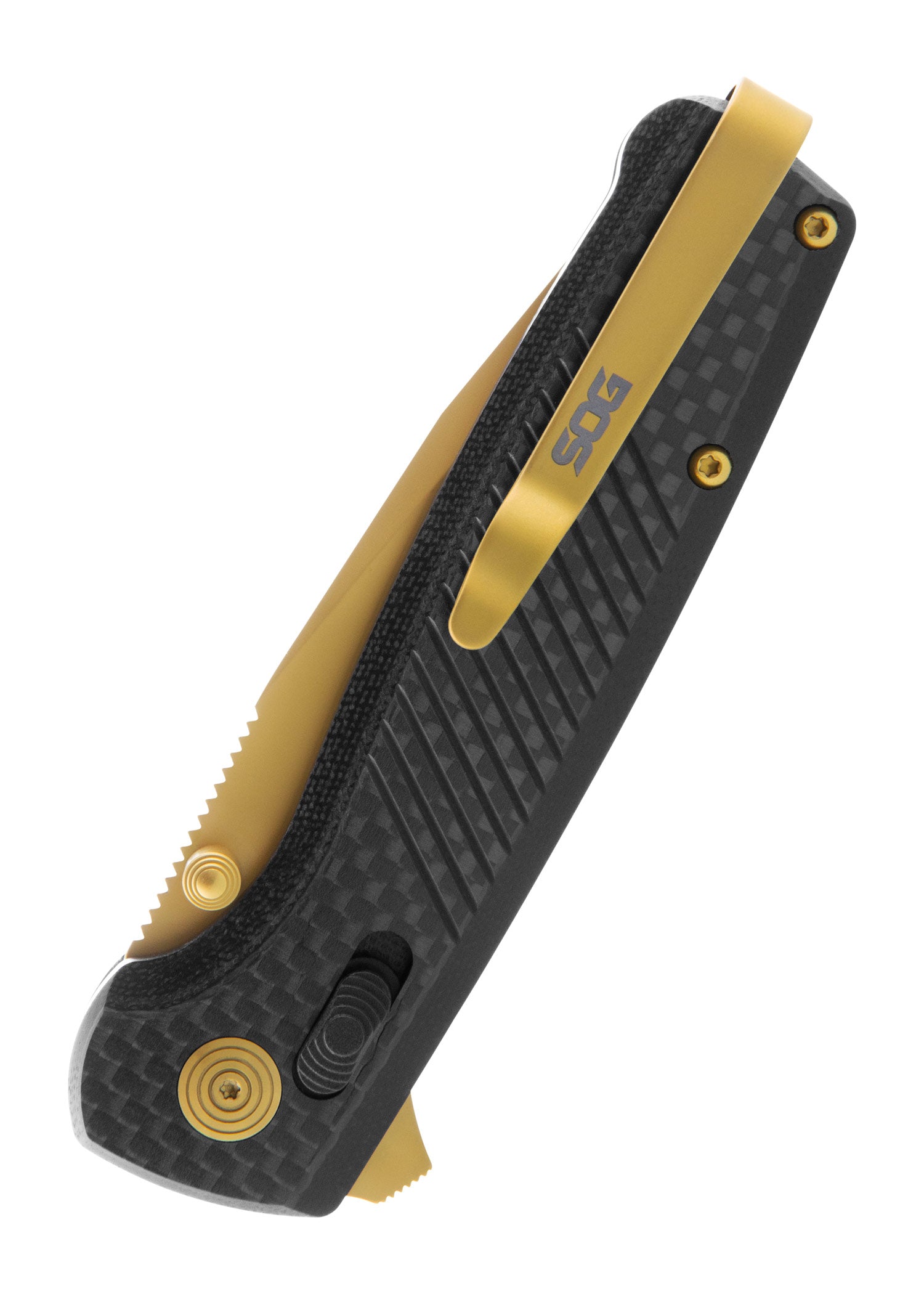 Imagen única de: Navaja De Bolsillo Terminus Xr Lte - Carbono Y Oro, Sog
