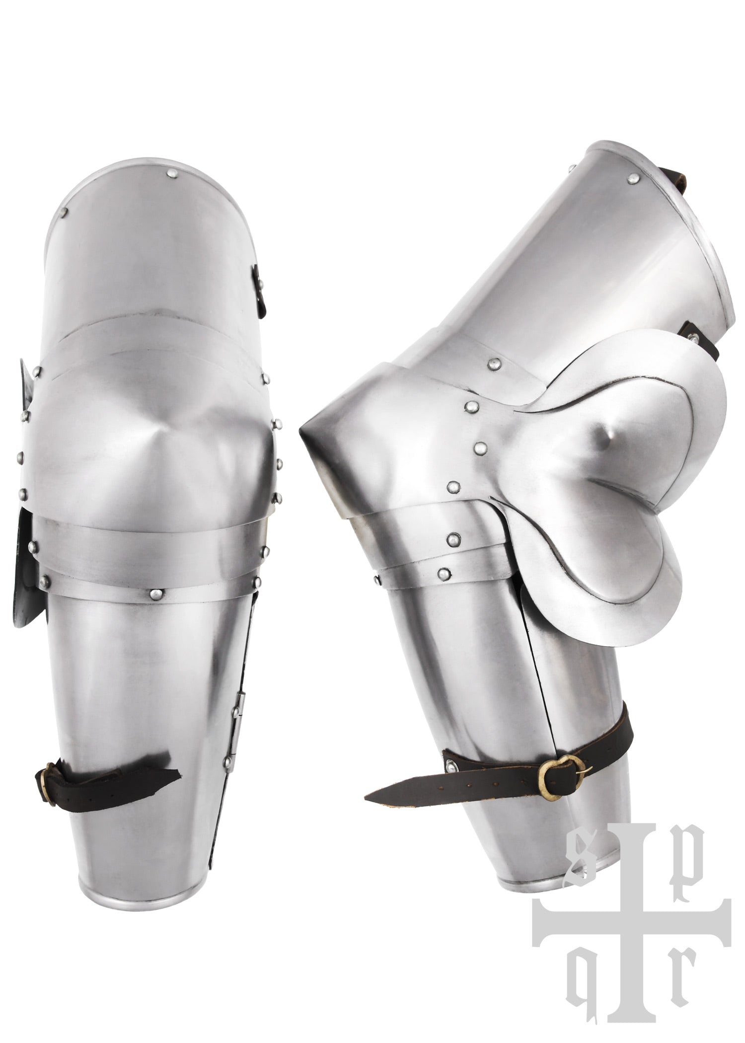 Imagen única de: Guardapiernas Medievales, Siglo Xiv, Par, Acero De 1,6 Mm