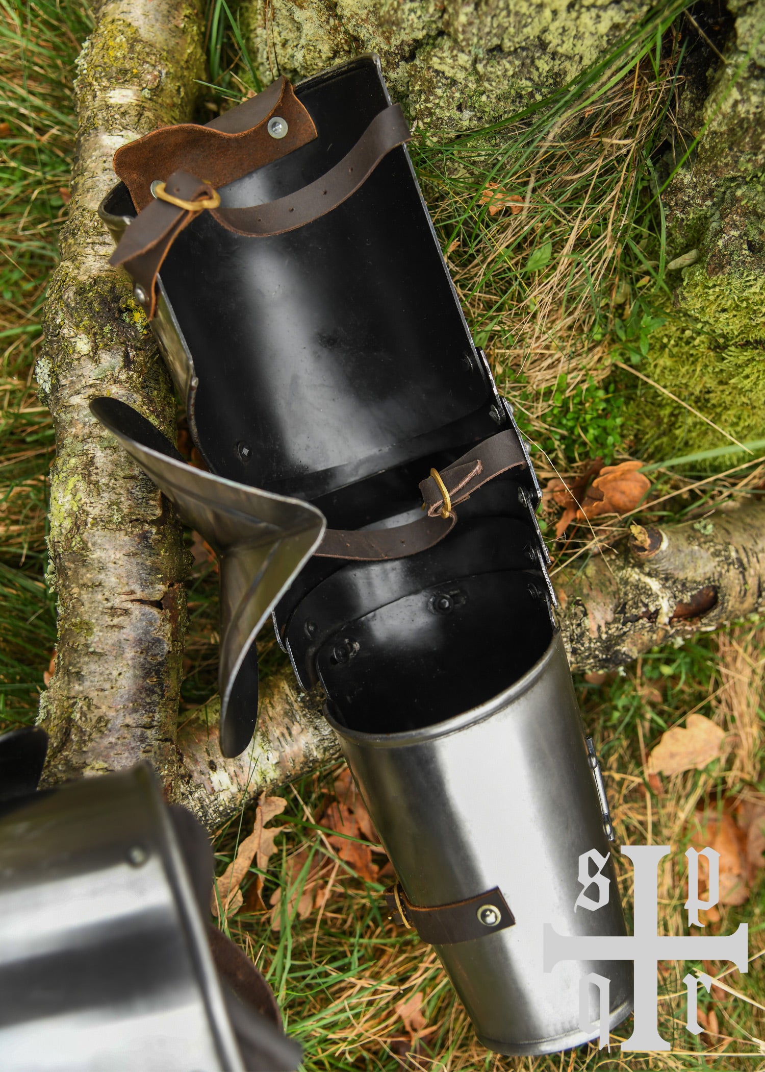 Imagen única de: Guardapiernas Medievales, Siglo Xiv, Par, Acero De 1,6 Mm