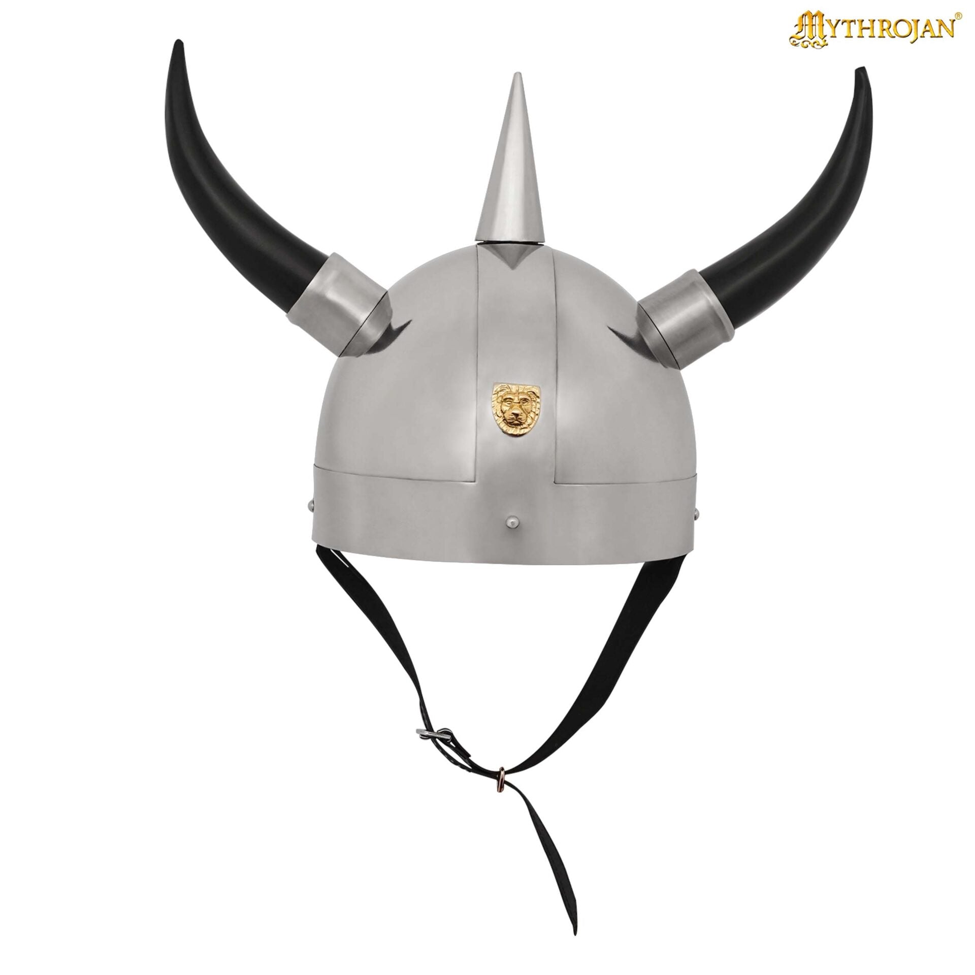 Imagen única de: Casco Vikingo con Cuernos - Acero y Latón Artesanal