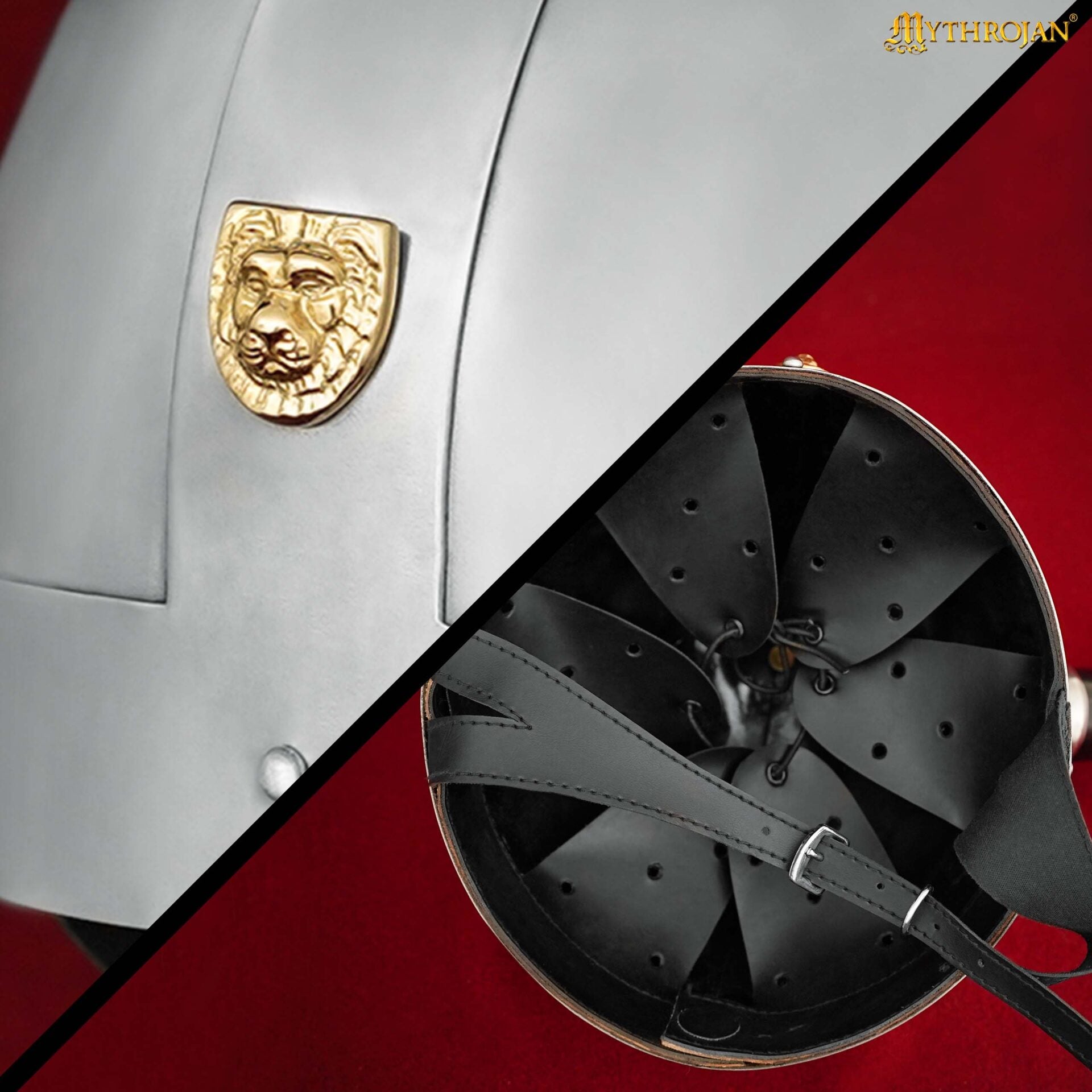 Imagen única de: Casco Vikingo con Cuernos - Acero y Latón Artesanal