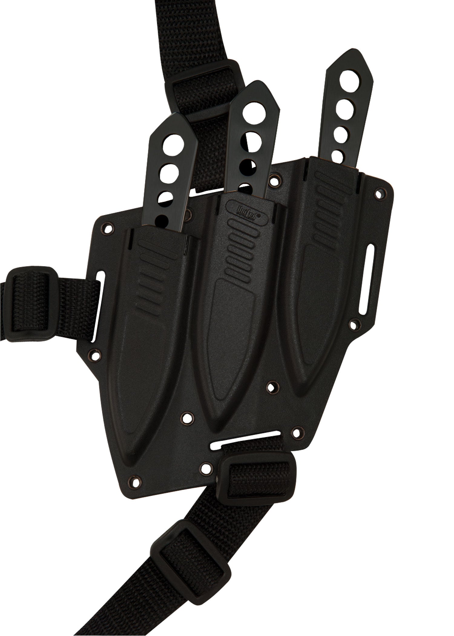 Imagen única de: Juego De Cuchillos Arrojadizos Lightning Bolt De 3 Piezas Con Correa Para El Hombro, Negro