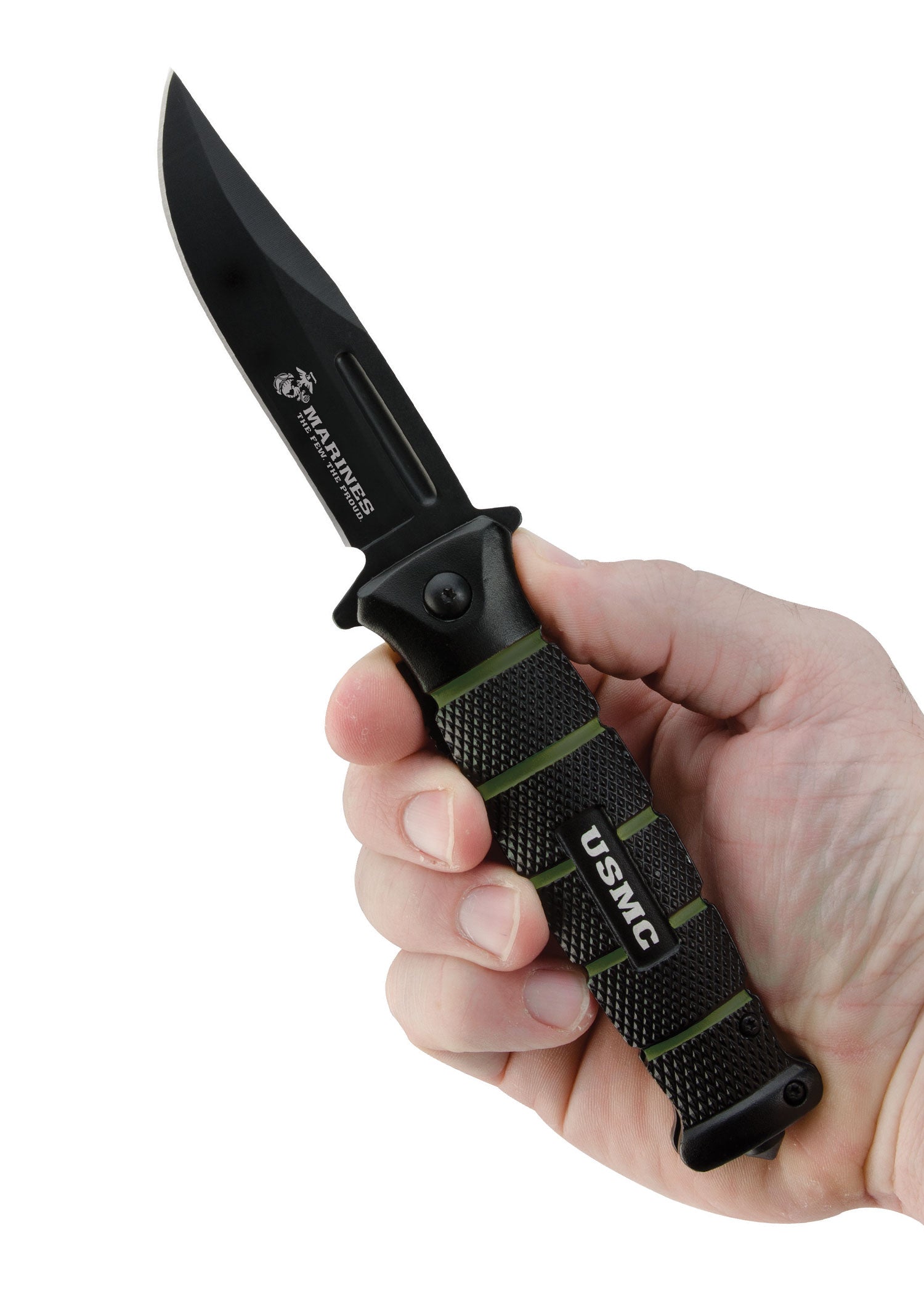 Imagen única de: Navaja De Bolsillo De Combate Usmc, Negra Y Verde