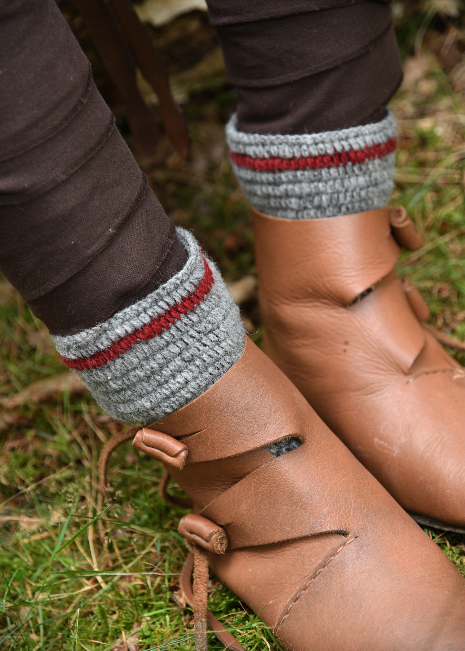 Imagen única de: Calcetines De Lana Tejidos A Crochet, Gris Burdeos