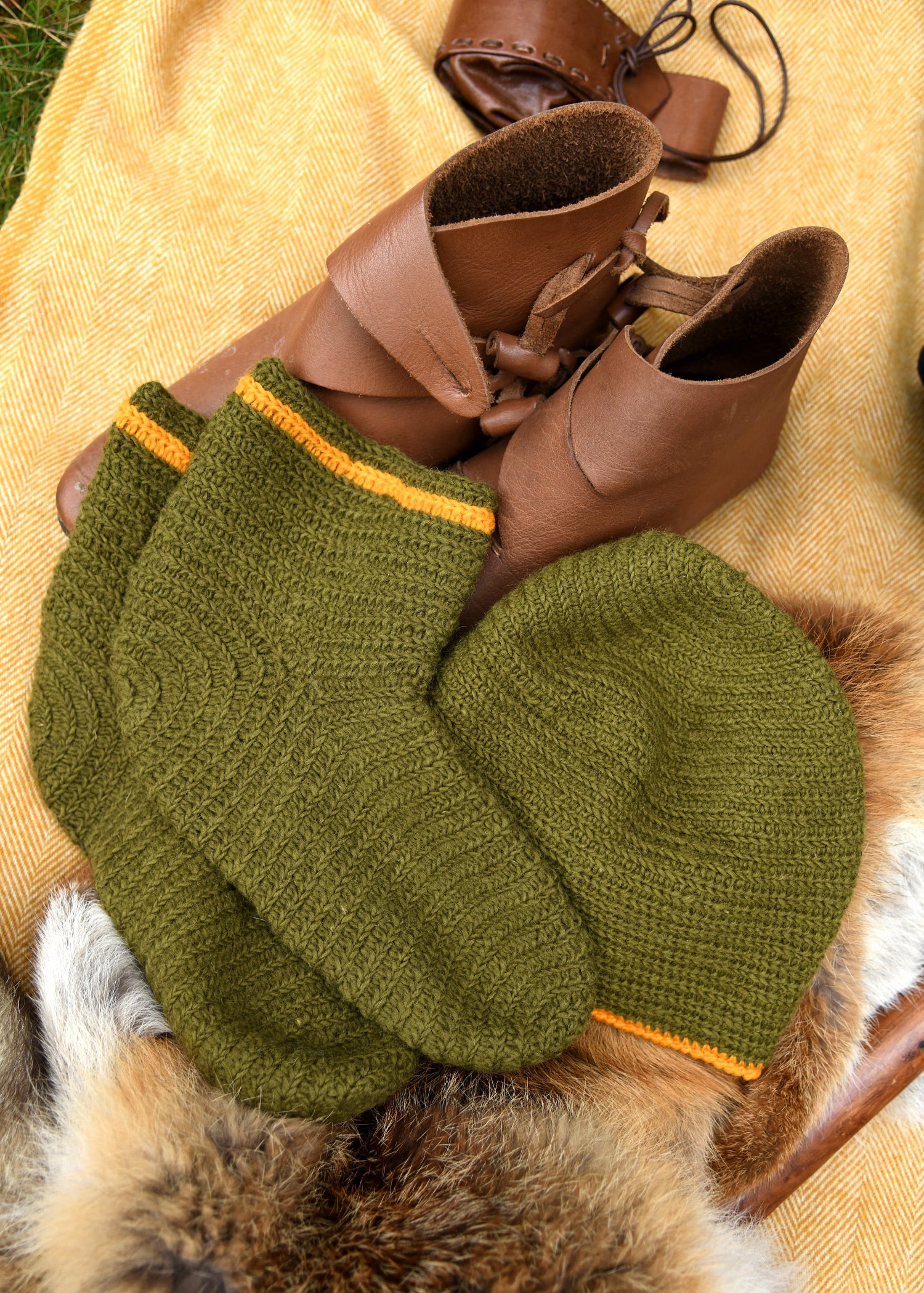 Imagen única de: Calcetines De Lana Tejidos A Crochet, Amarillo Verdoso