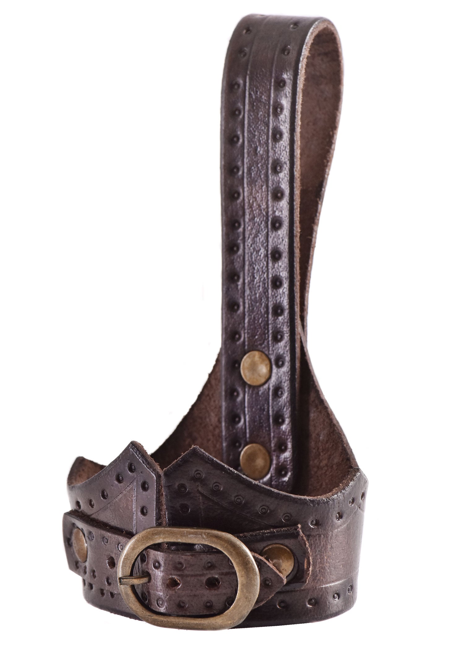 Imagen única de: Soporte Para Cuerno De Cuero Para Beber, Con Hebilla, Marrón Oscuro, En Varios Tamaños