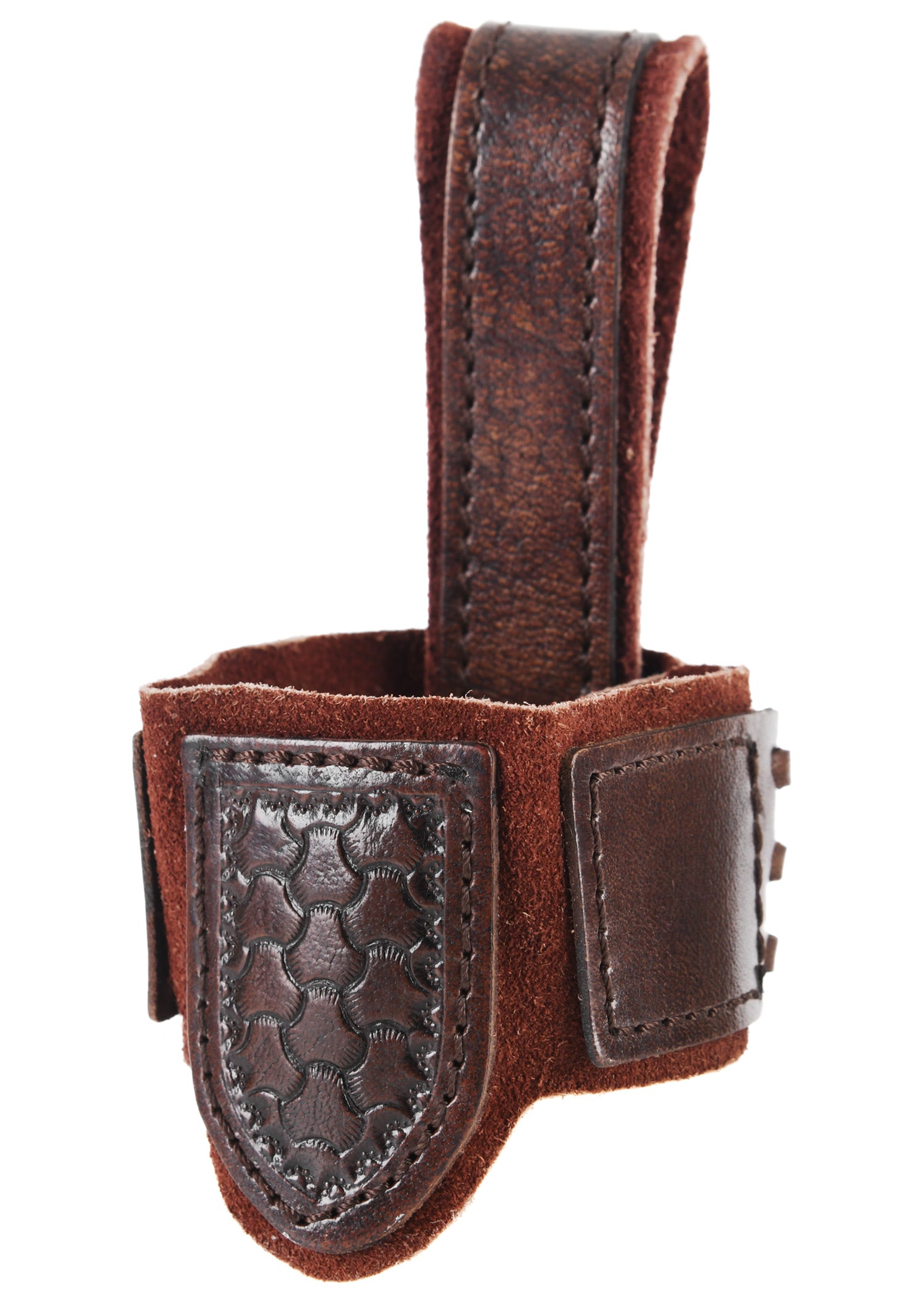 Imagen única de: Soporte Para Cuerno De Cuero Para Beber, Con Relieve Y Ante, Marrón Oscuro