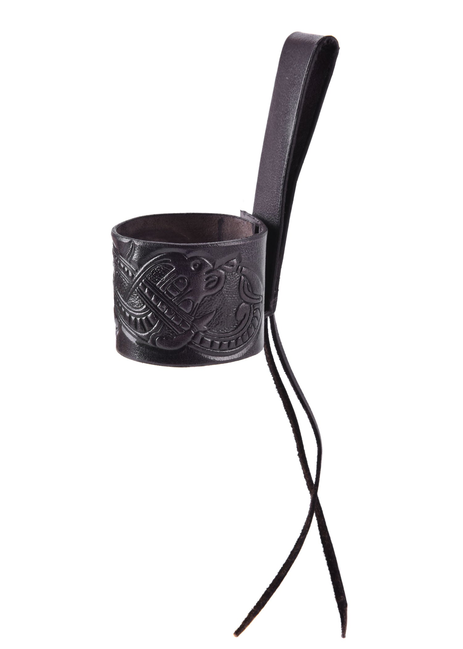 Imagen única de: Porta Cuernos De Cuero Para Cuerno Para Beber, Dragón En Relieve, Estilo Gelatina, Negro