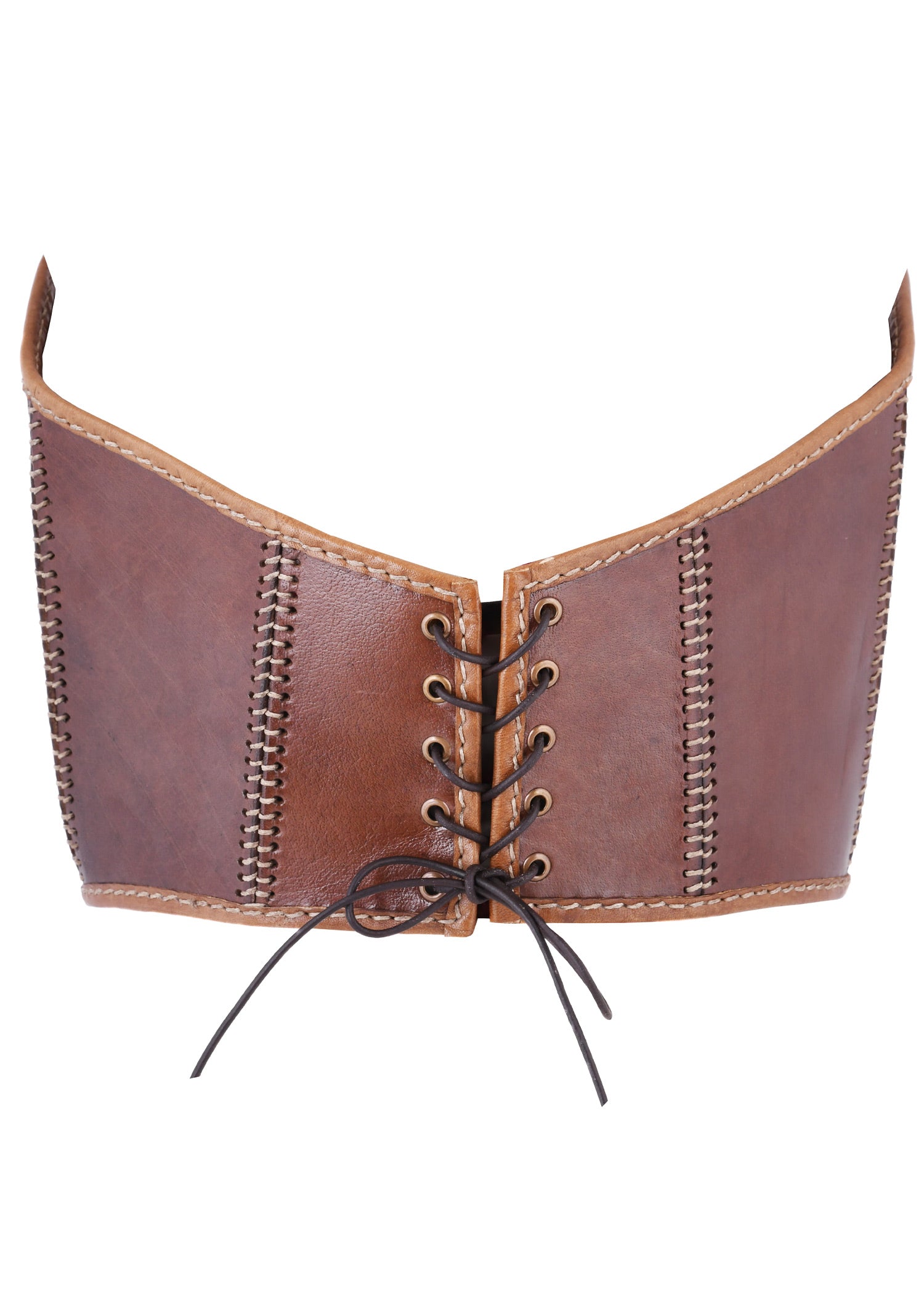 Imagen única de: Armadura De Cuero Bajo El Pecho Con Detalles Metálicos, Marrón
