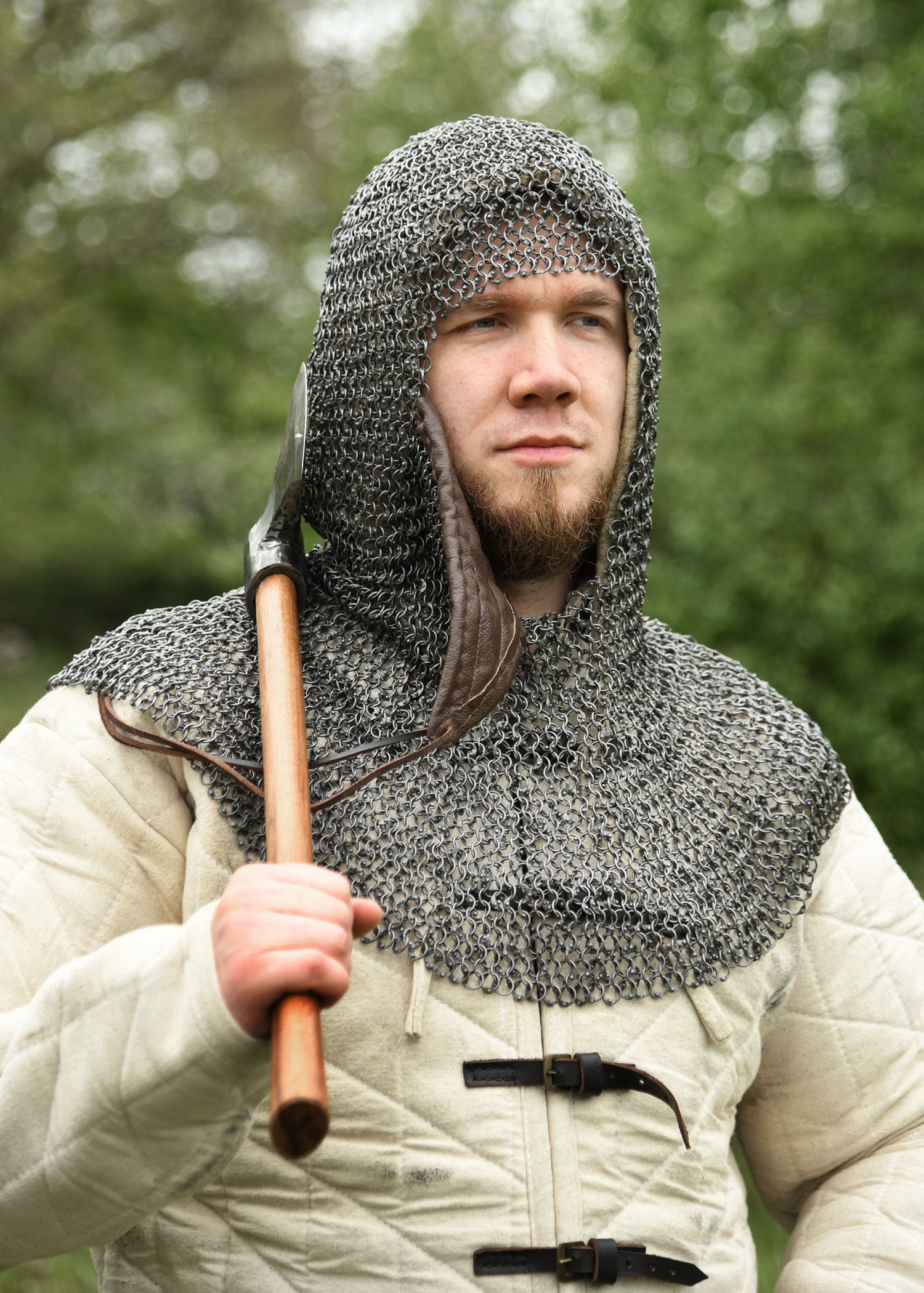 Imagen única de: Capucha De Cadena Con Protector Bucal Triangular, Di8mm, Sin Tratar