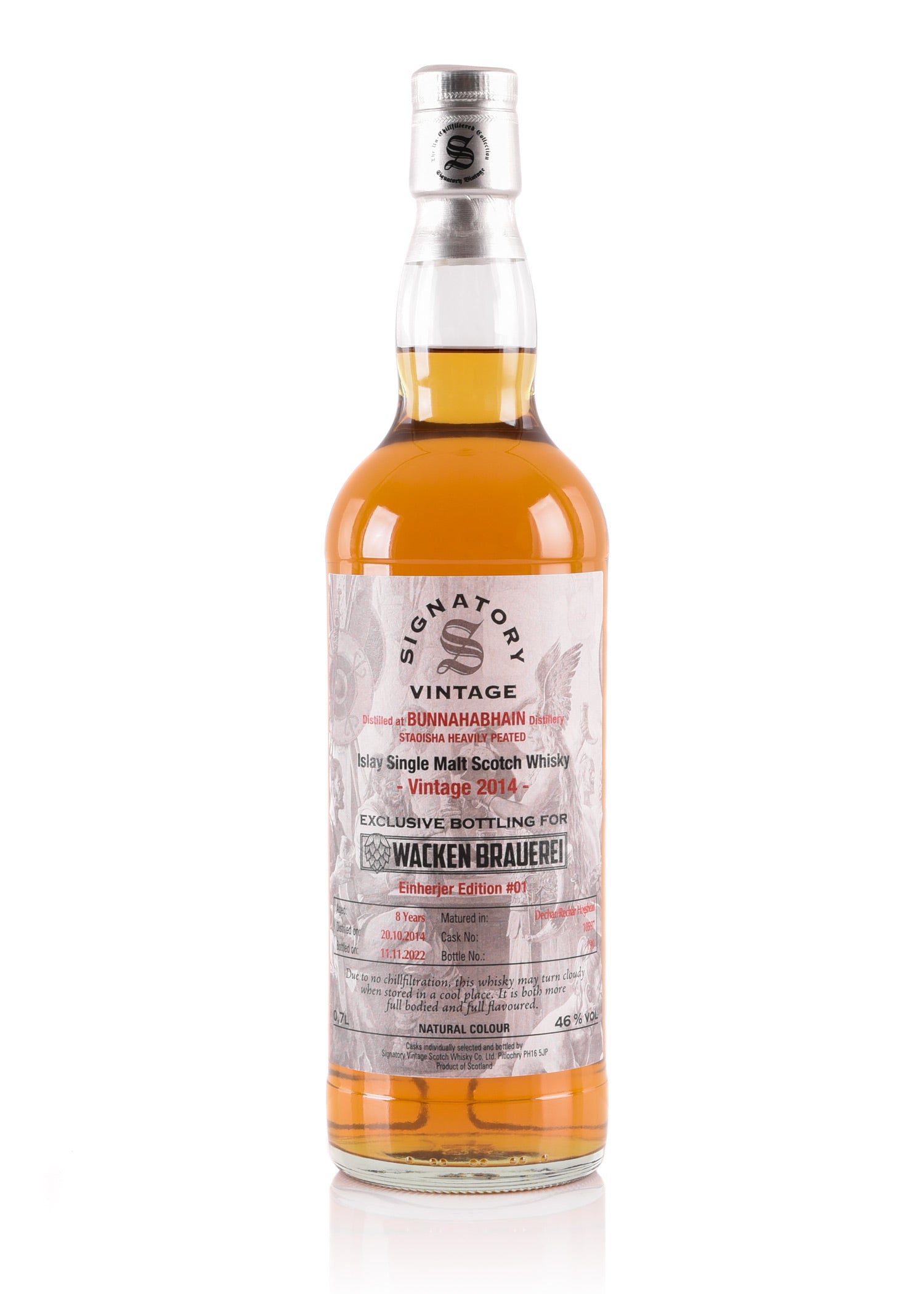 Imagen única de: Bunnahabhain Staoisha Single Malt 2014/2022, 8 Años, 46% Vol. 0,7 L, Cervecería Wacken