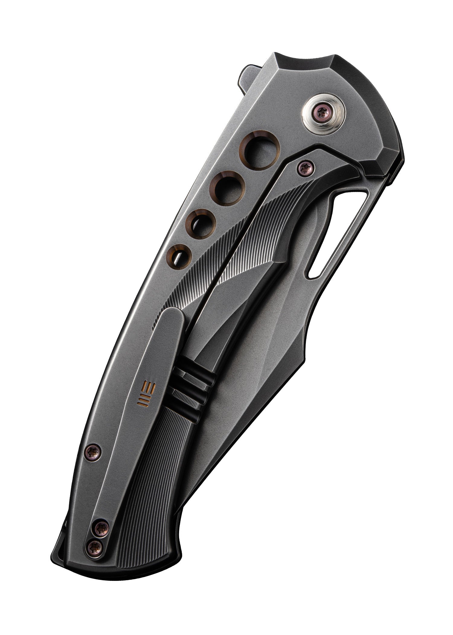 Imagen única de: We Knife Swiftfin Bead Blasted Titanium Grey Gold, Navaja De Bolsillo