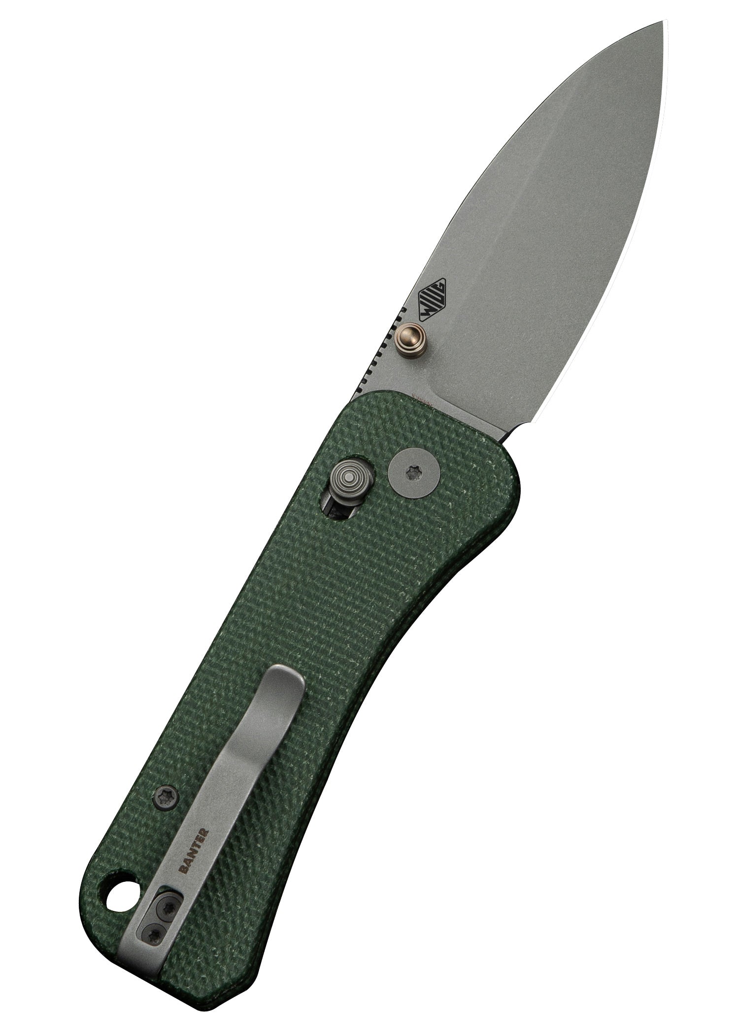 Imagen única de: We Knife Banter 2 Green Canvas Micarta, Navaja De Bolsillo