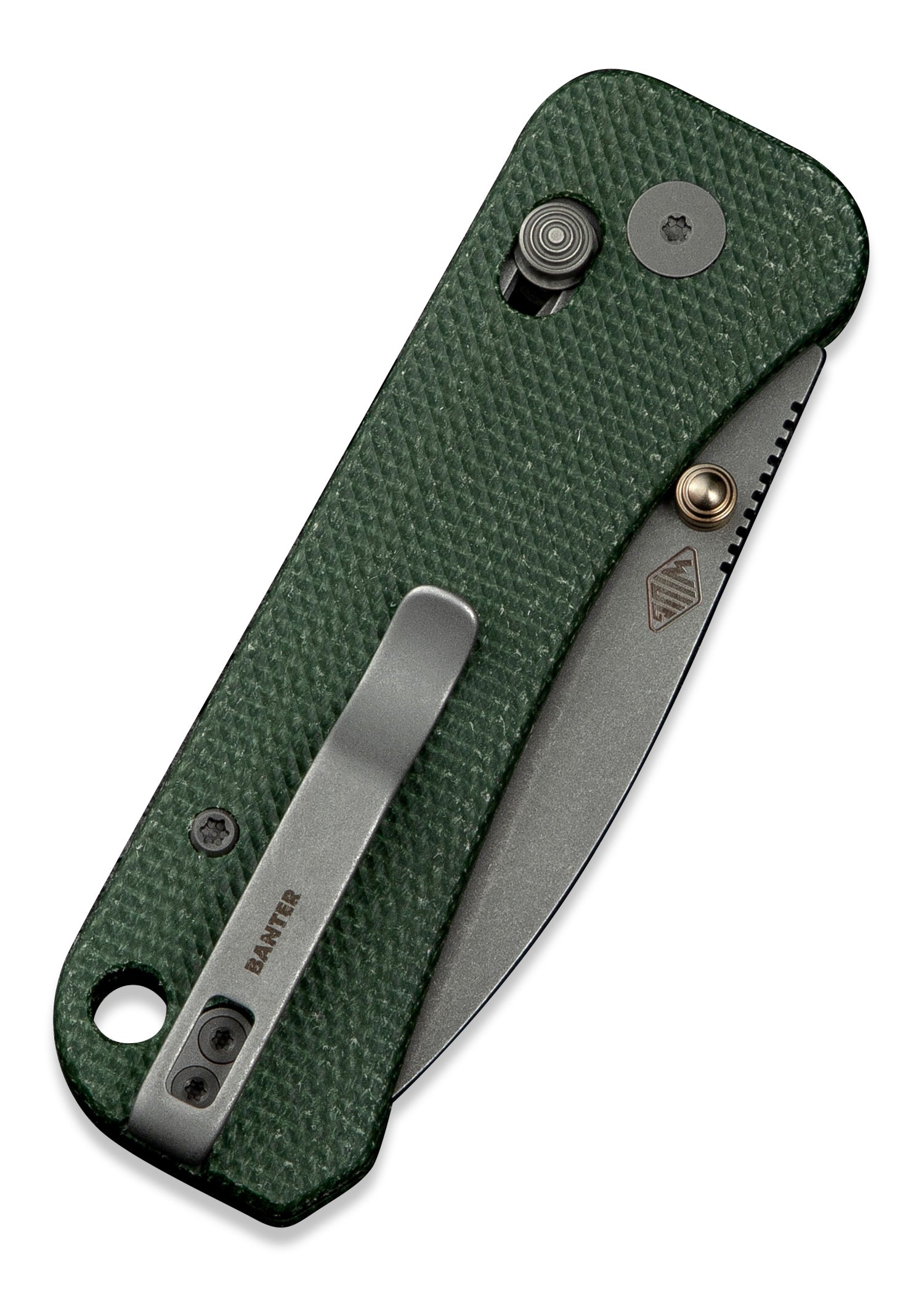 Imagen única de: We Knife Banter 2 Green Canvas Micarta, Navaja De Bolsillo