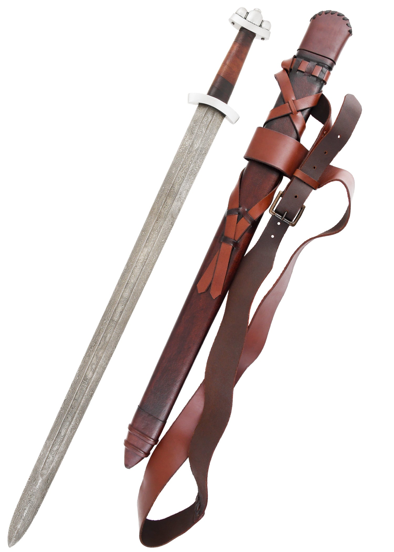 Imagen única de: Espada Vikinga Temprana Godfred Con Vaina, Hoja De Damasco Categoría-B