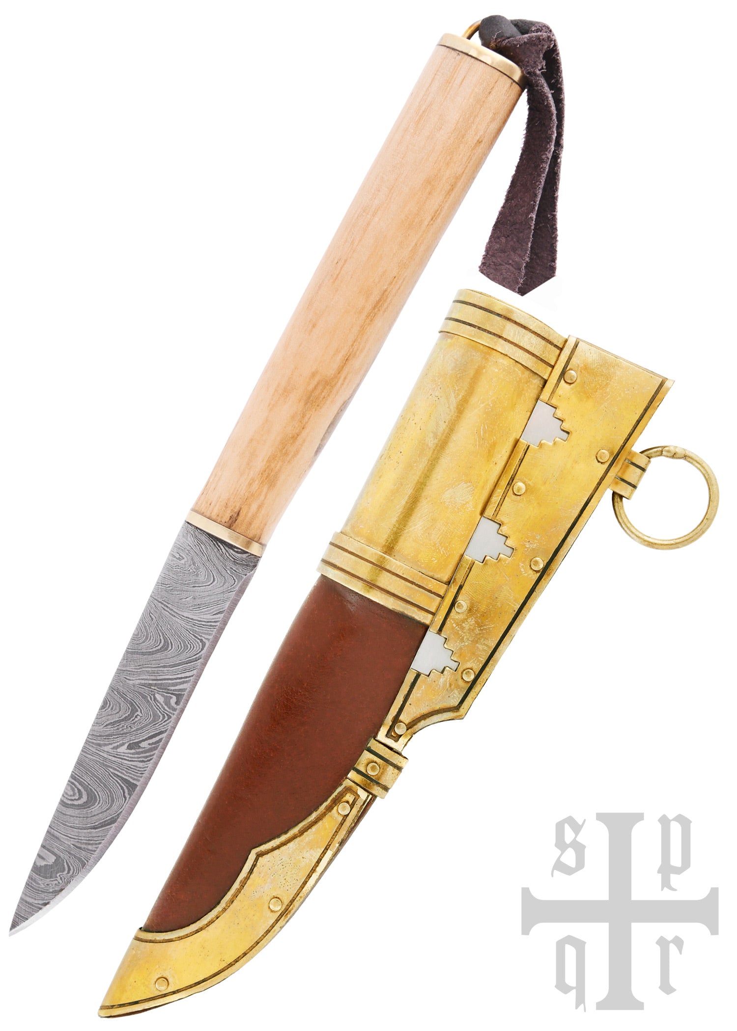 Imagen 1 - Pequeño Cuchillo Vikingo De Gotland, Acero De Damasco, Mango De Madera