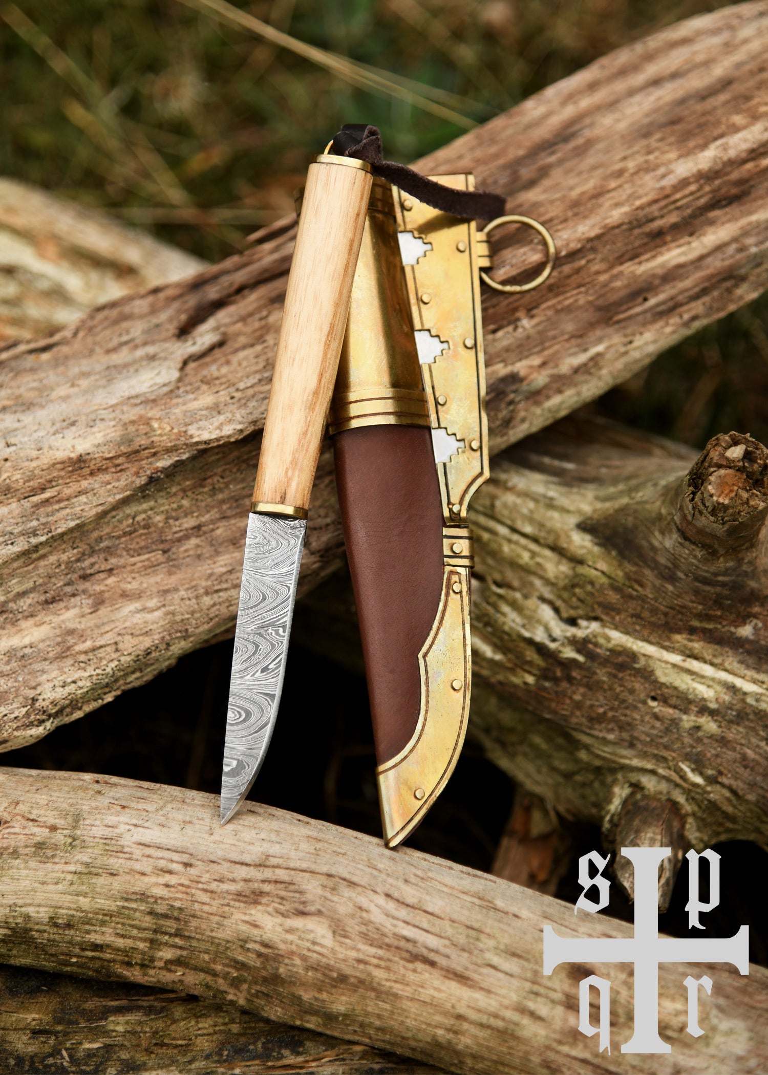 Imagen 4 - Pequeño Cuchillo Vikingo De Gotland, Acero De Damasco, Mango De Madera