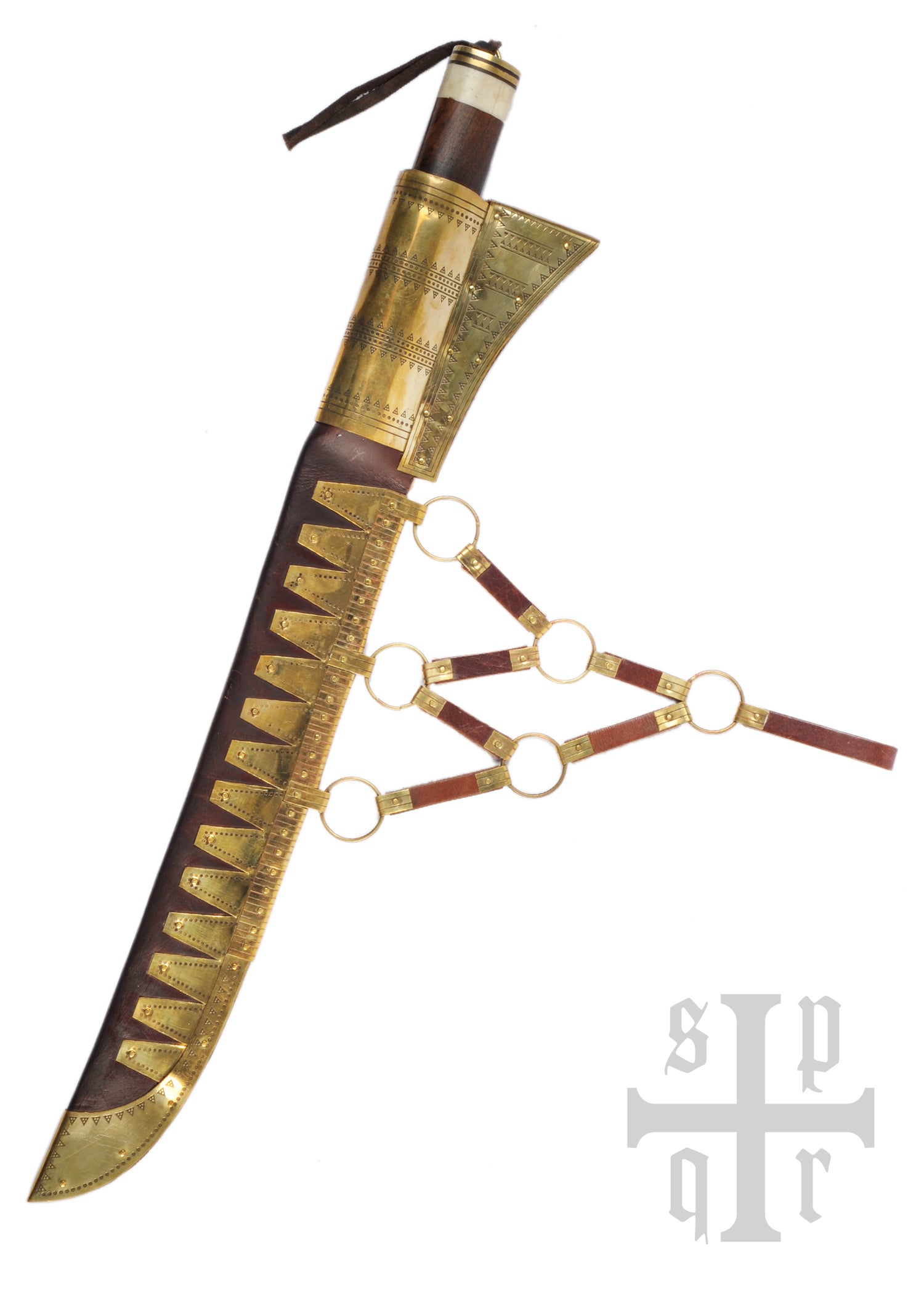 Imagen única de: Cuchillo De Sax (Seax) Vikingo, Sax (Seax) Largo De Acero De Damasco, Mango De Hueso De Madera