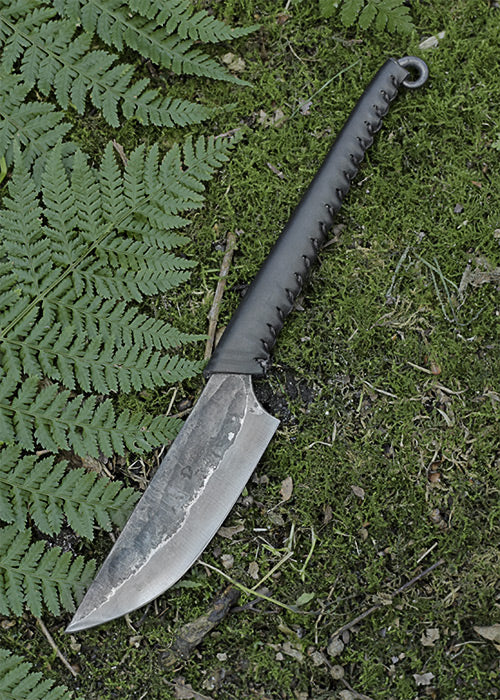 Imagen 3 - Cuchillo Forjado Con Mango De Cuero Forrado 21 Cm