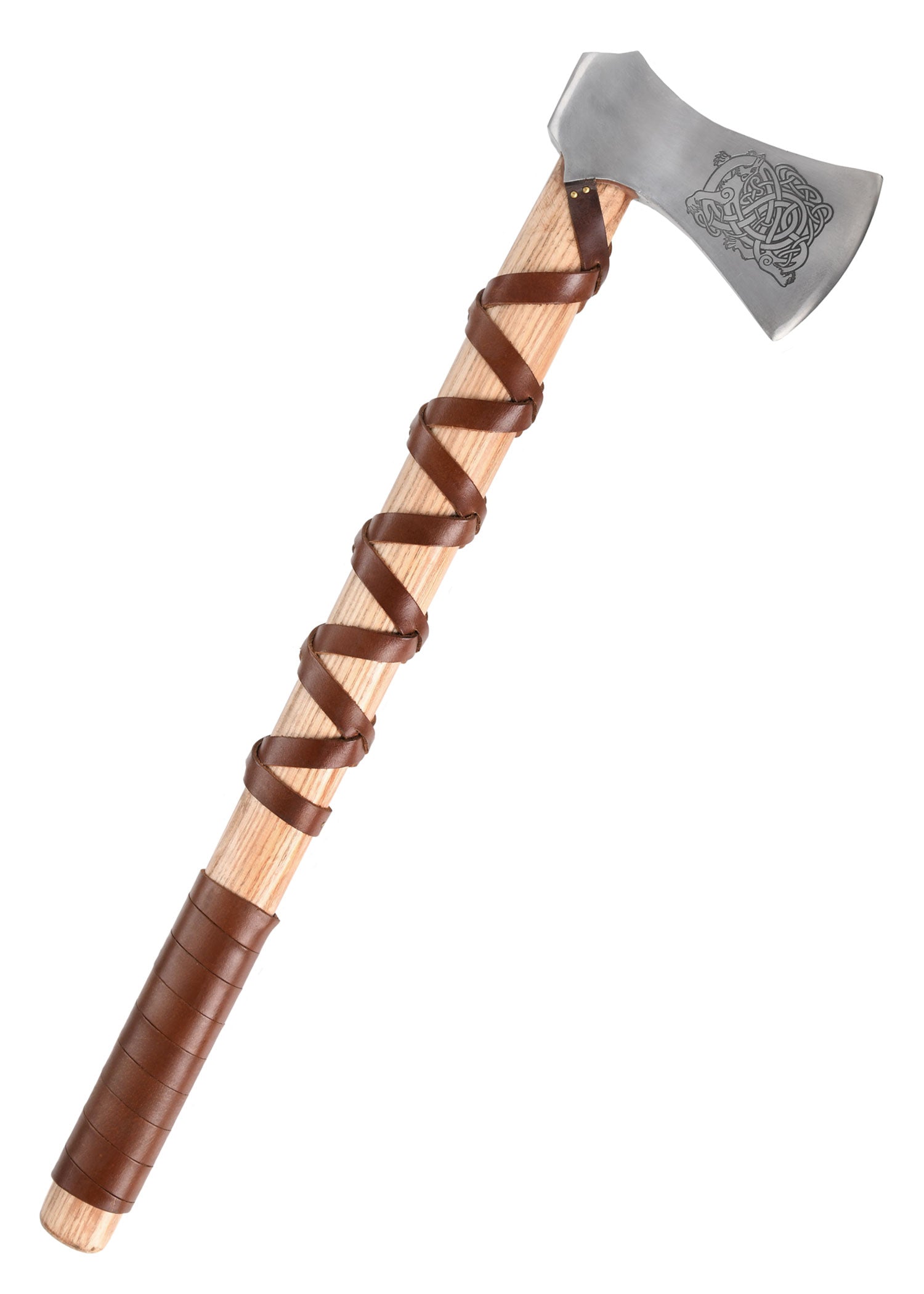 Imagen única de: Hacha Vikinga Fabricada En Acero Fundido, Tipo H, Con Grabado Y Forrado En Cuero