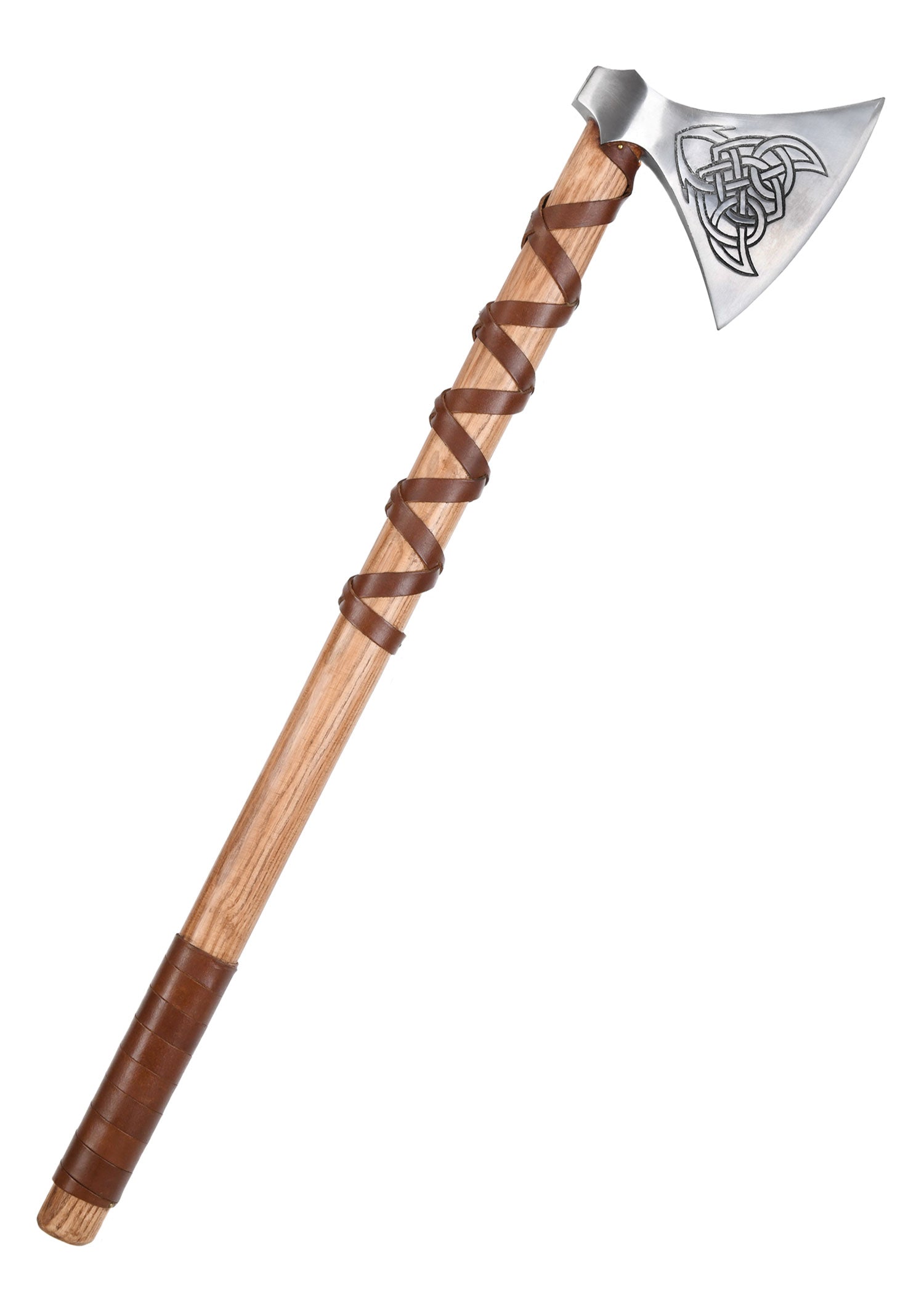 Imagen única de: Hacha Vikinga De Acero Fundido, Tipo M, Con Grabado Y Forrado En Cuero