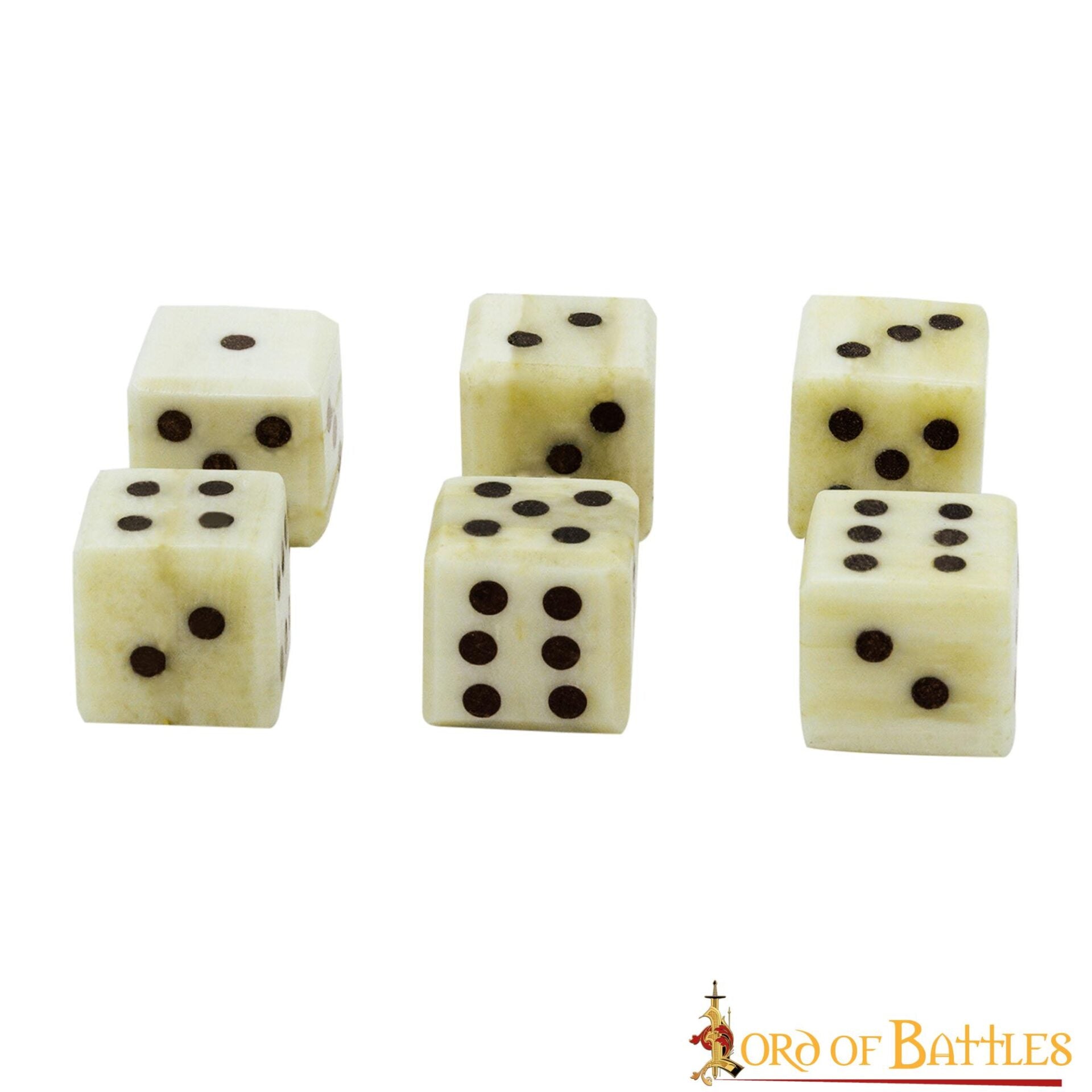 Imagen única de: Dados Medievales de Hueso - Juego Artesanal de 6 (hueso de Buey, 1,2 Cm)