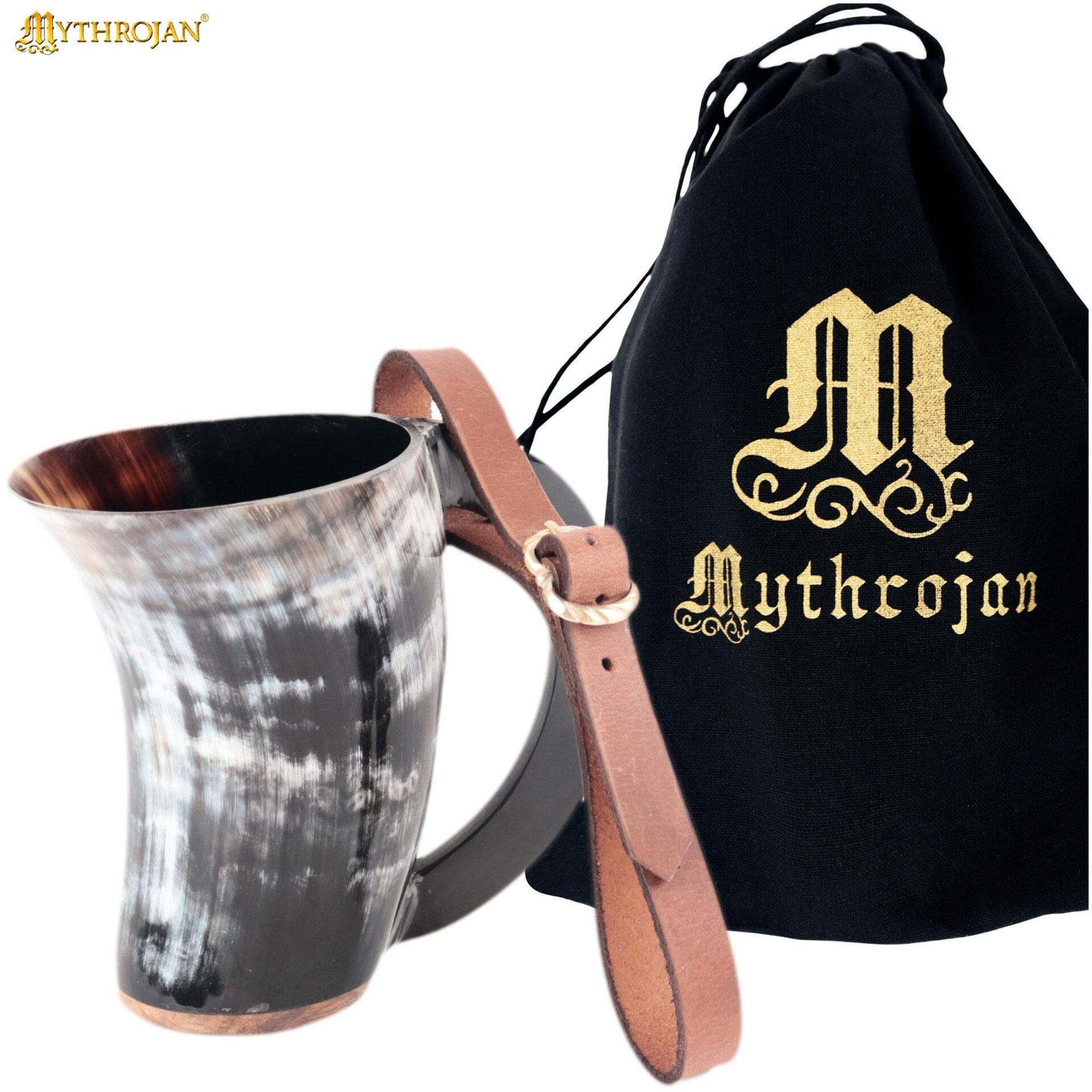 Imagen única de: Taza Mythrojan Hot Horn Tankard con Correa de Cuero 300ml